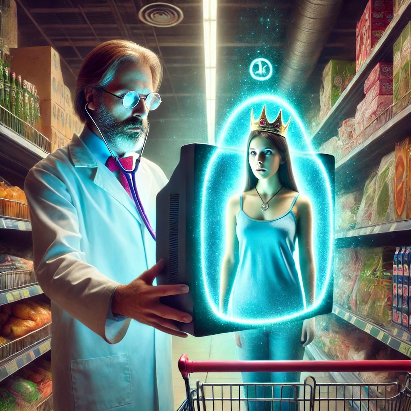 "What is the half-life of a color TV? What is the shelf life of a teenage queen?" episode artwork