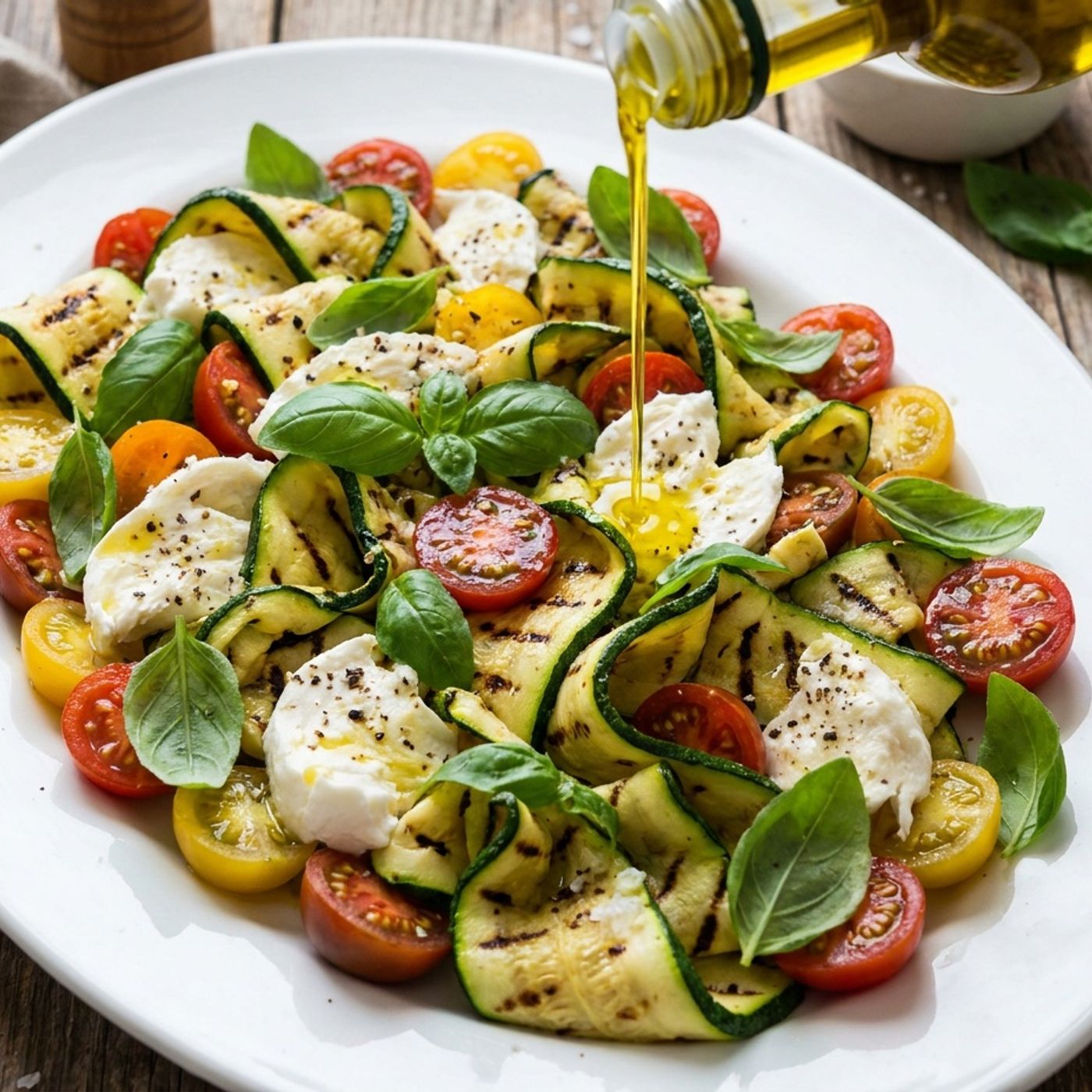 Insalata di zucchine grigliate con pomodorini, mozzarella e basilico episode artwork