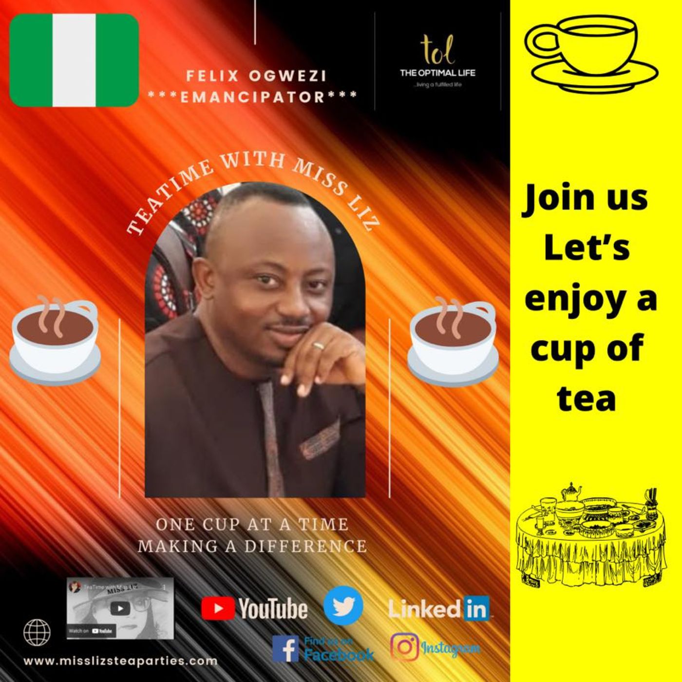 Teatime with Miss Liz-- Felix Ogwezi The Optimal Life with Felix-Wise episode artwork