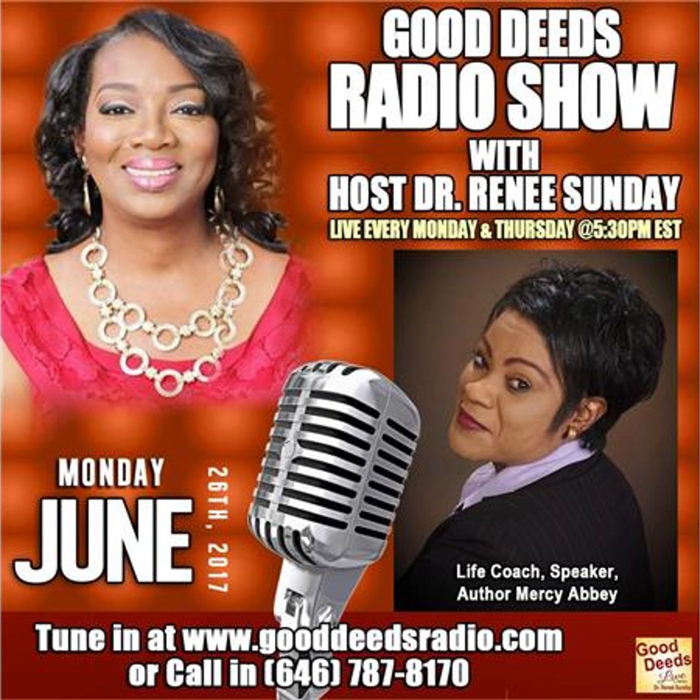 Life Coach, Speaker, Author Mercy Abbey shares on Good Deeds Radio Show episode artwork