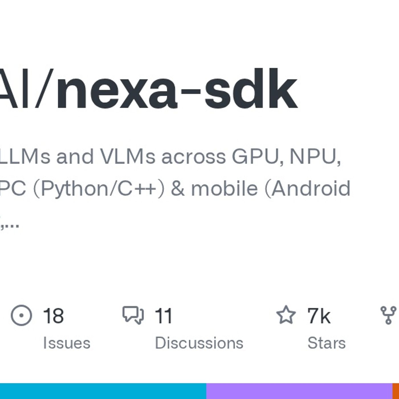 GitHub - NexaAI/nexa-sdk: Run the latest LLMs and VLMs across GPU, NPU, and CPU with PC (Python/C++) & mobile (Android & iOS) support, runni