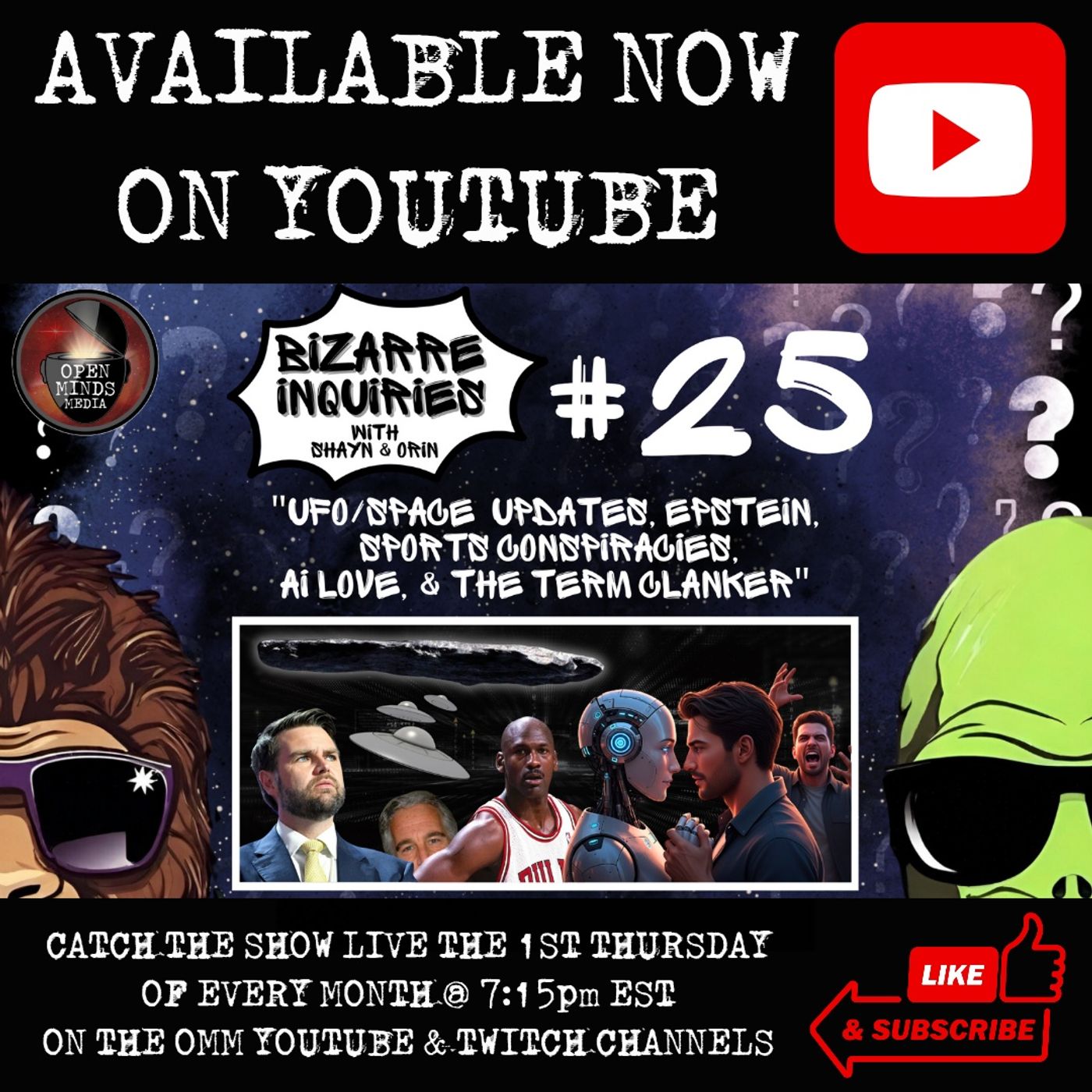 Bizarre Inquiries #25 "UFO/Space Updates, Epstein, Sports Conspiracies, AI Love & The Term Clanker"