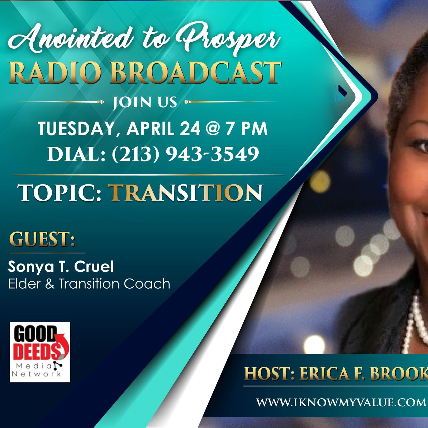 Anointed to Prosper Host Erica Brooks Guest Elder Sonya T Cruel episode artwork