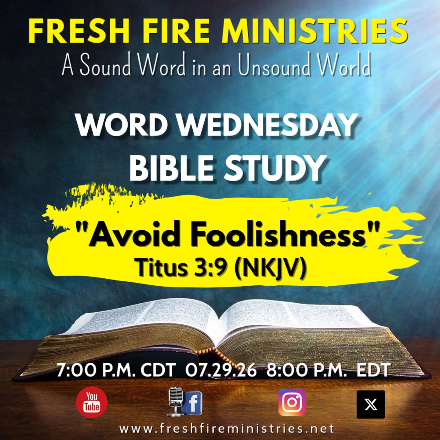 Word Wednesday Bible Study "Avoid Foolishness"  Titus 3:9 (NKJV) episode artwork