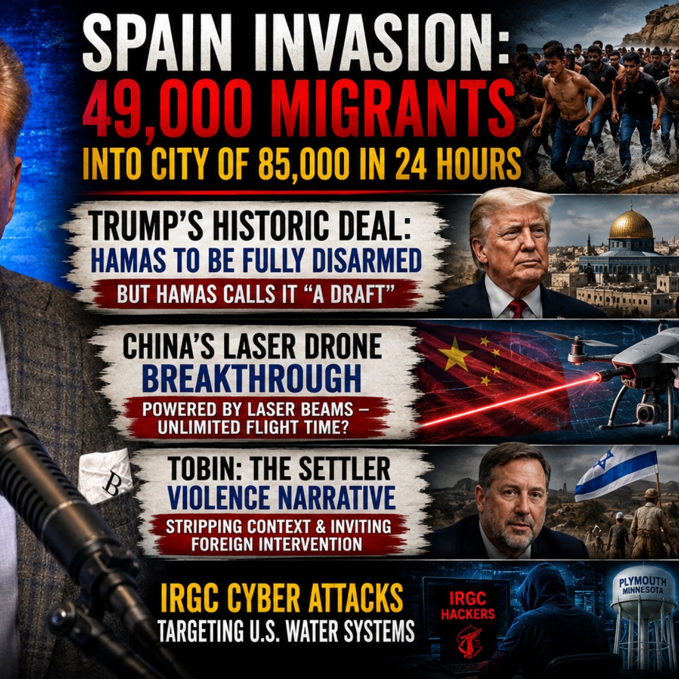 49,000 Migrants Enter Spain, China’s Laser Drone & U.S. Water Systems Hacked episode artwork