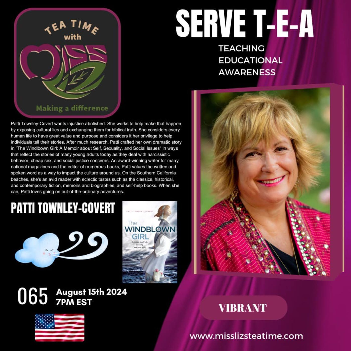 Teatime with Miss Liz T-E-A Open Discussion with Patti Townley Covert episode artwork