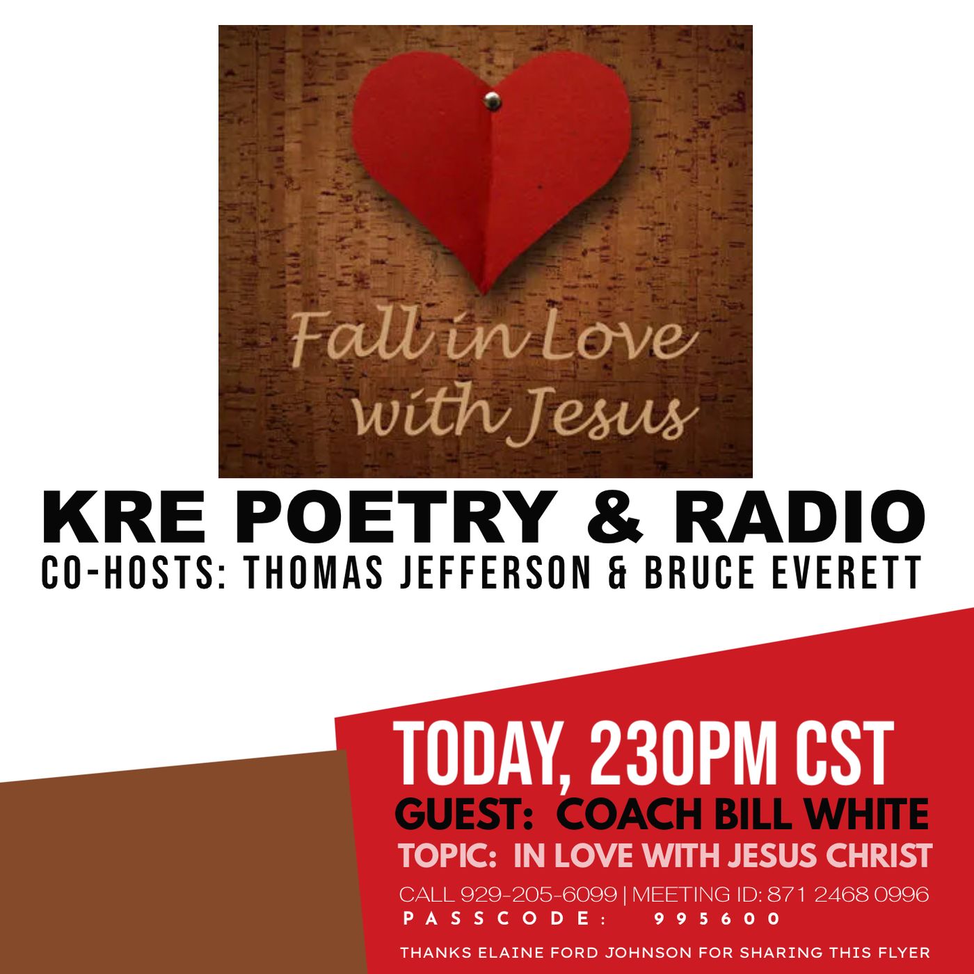 RE-BROADCAST - KRE POETRY AND RADIO - EP 160 - GUEST: COACH BILL WHITE episode artwork