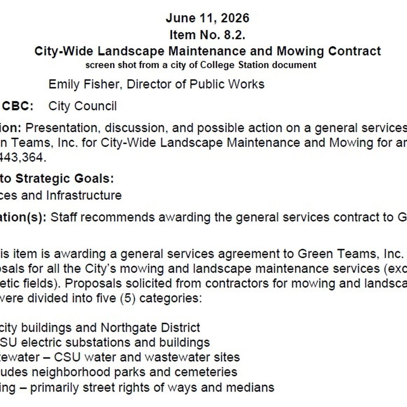 College Station city council returns to a local company to provide mowing and landscaping services episode artwork