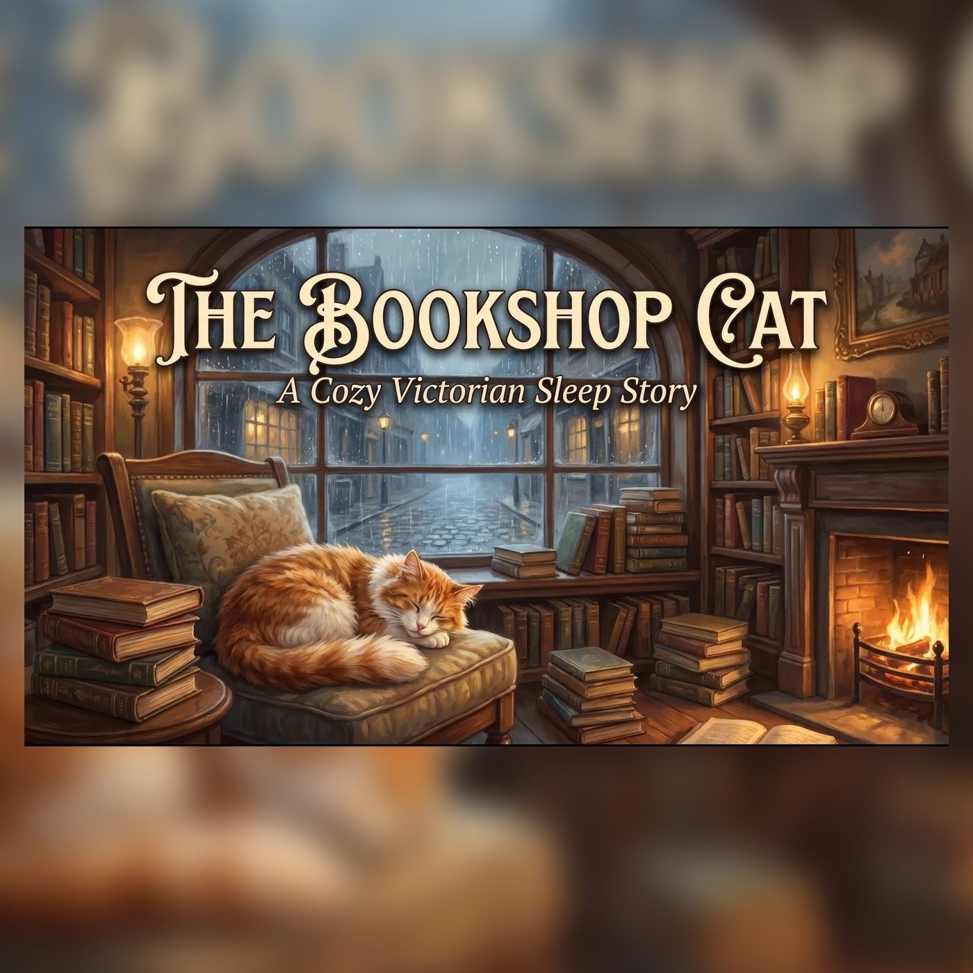 Rain Outside a Victorian Bookshop Cat's Midnight Nap | A Victorian Sleep Story