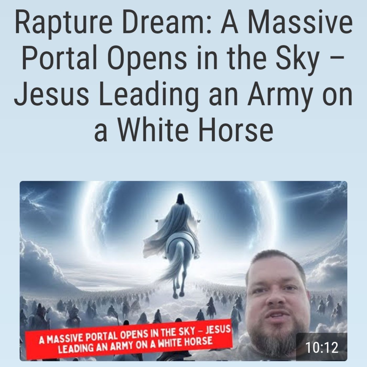 Rapture Dream: A Massive Portal Opens in the Sky – Jesus Leading an Army on a White Horse episode artwork