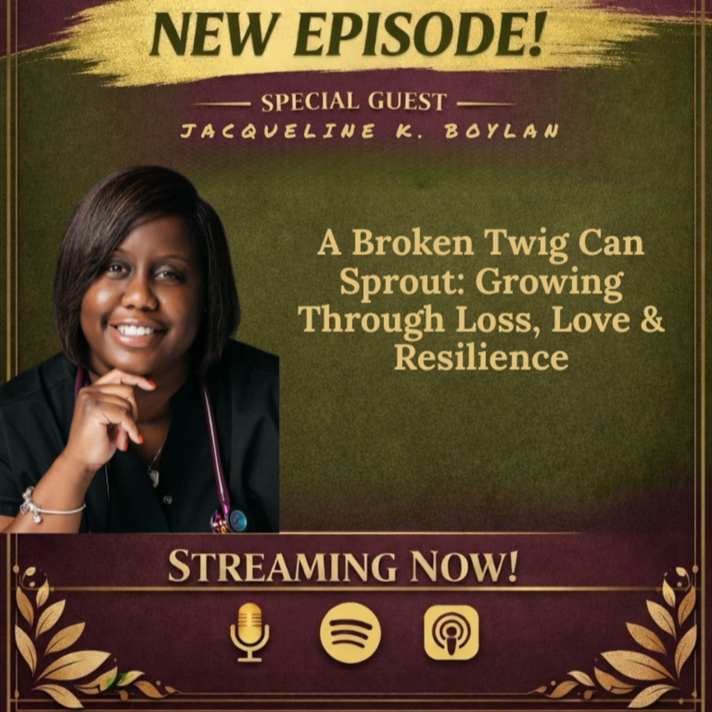 Miss Liz Serves Jacqueline K. Boylan A Broken Twig Can Sprout episode artwork