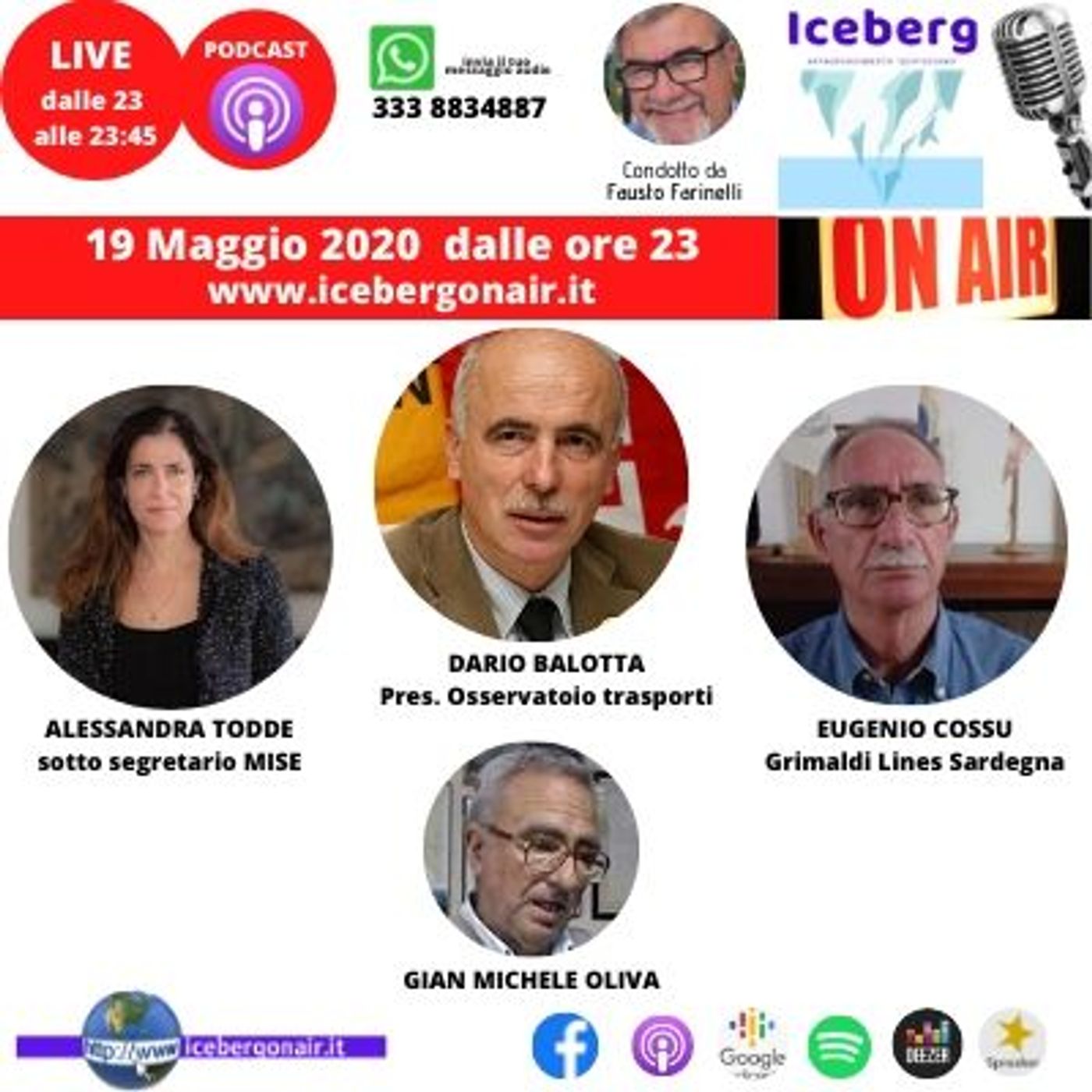 Puntata del 19 Maggio - focus trasporti, ospiti Alessandra Todde, Dario Balotta, Eugenio Cossu, Gian Michele Oliva