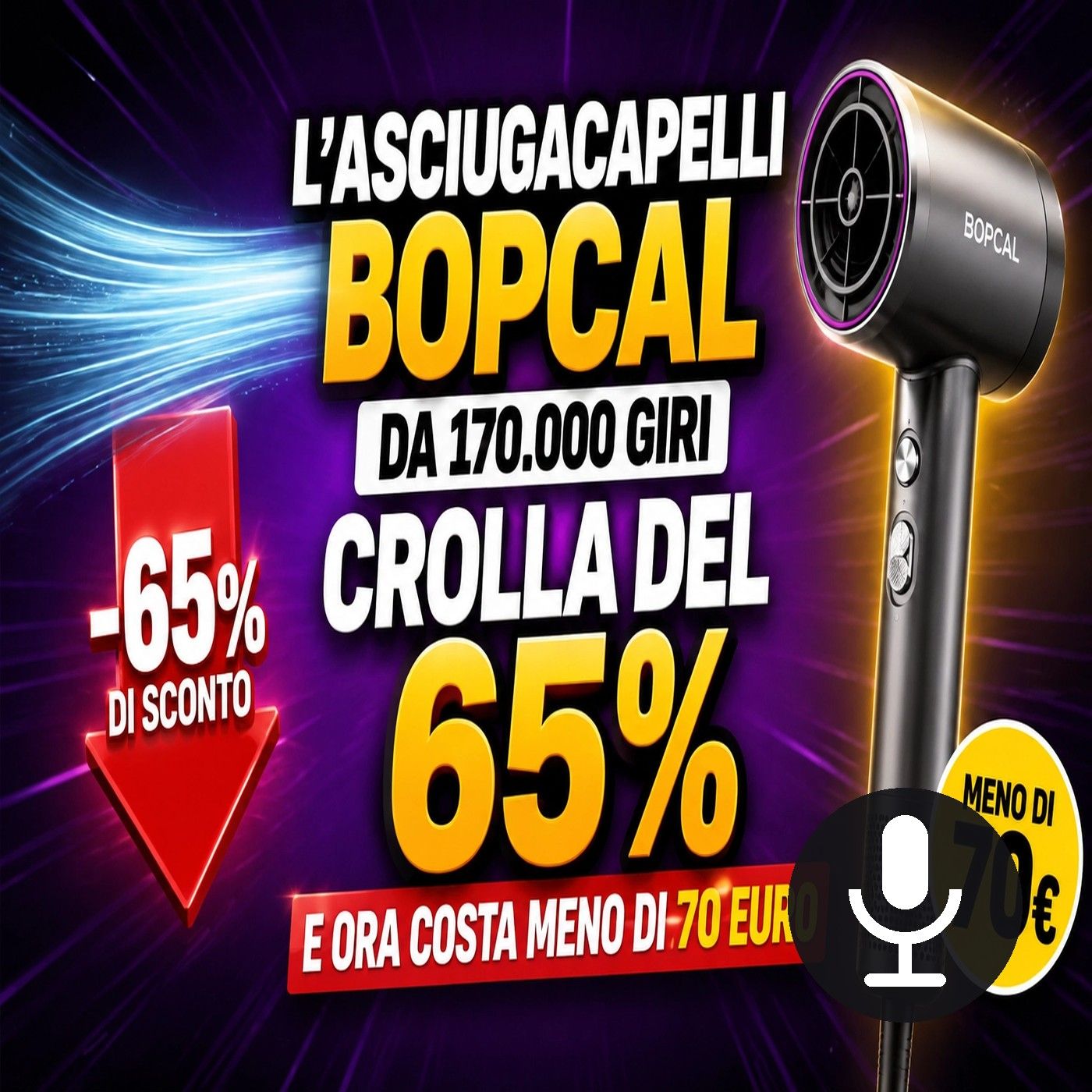 Asciugacapelli Bopcal a meno di 70 euro, crolla del 65% su Amazon episode artwork