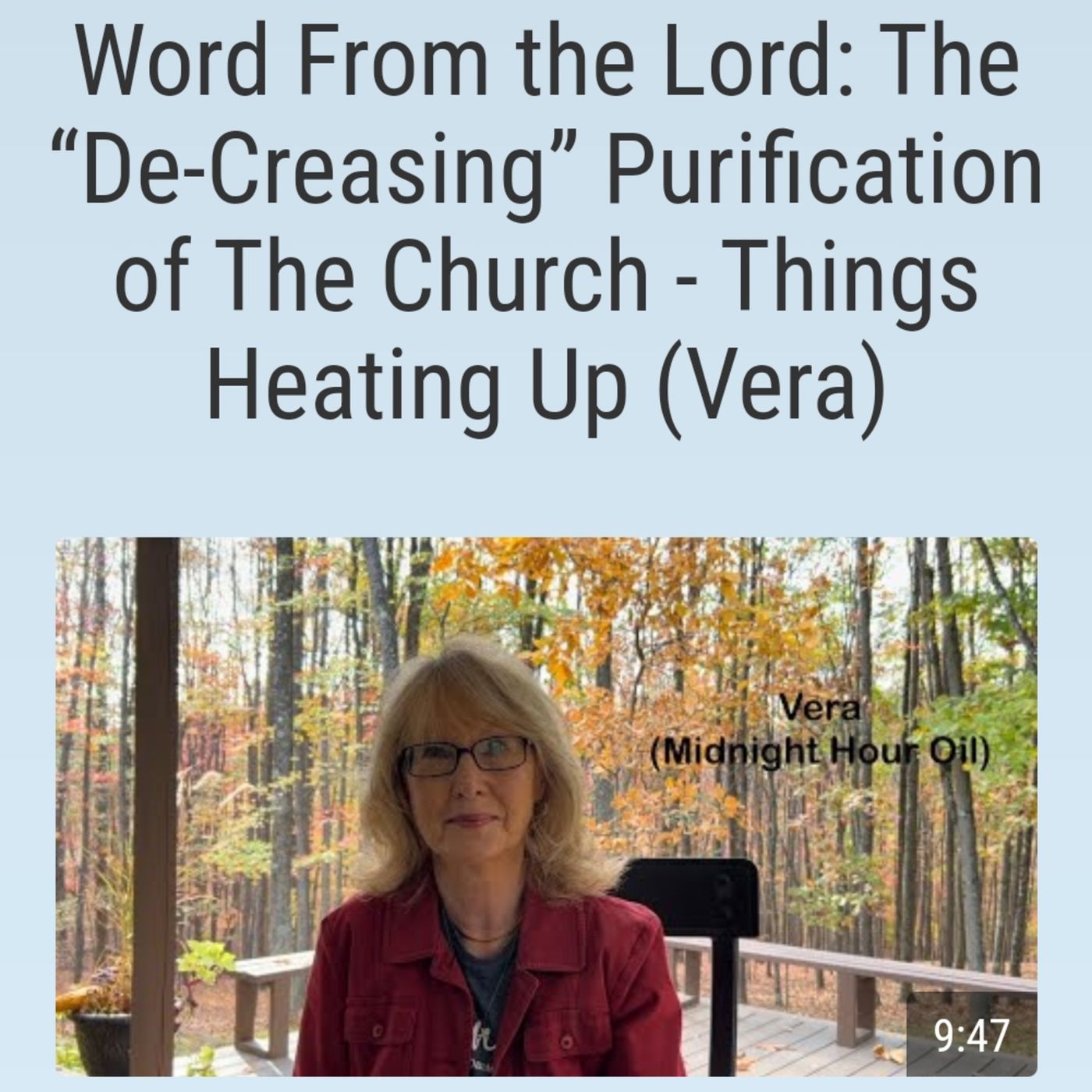 Word From the Lord: The “De-Creasing” Purification of The Church - Things Heating Up (Vera) episode artwork
