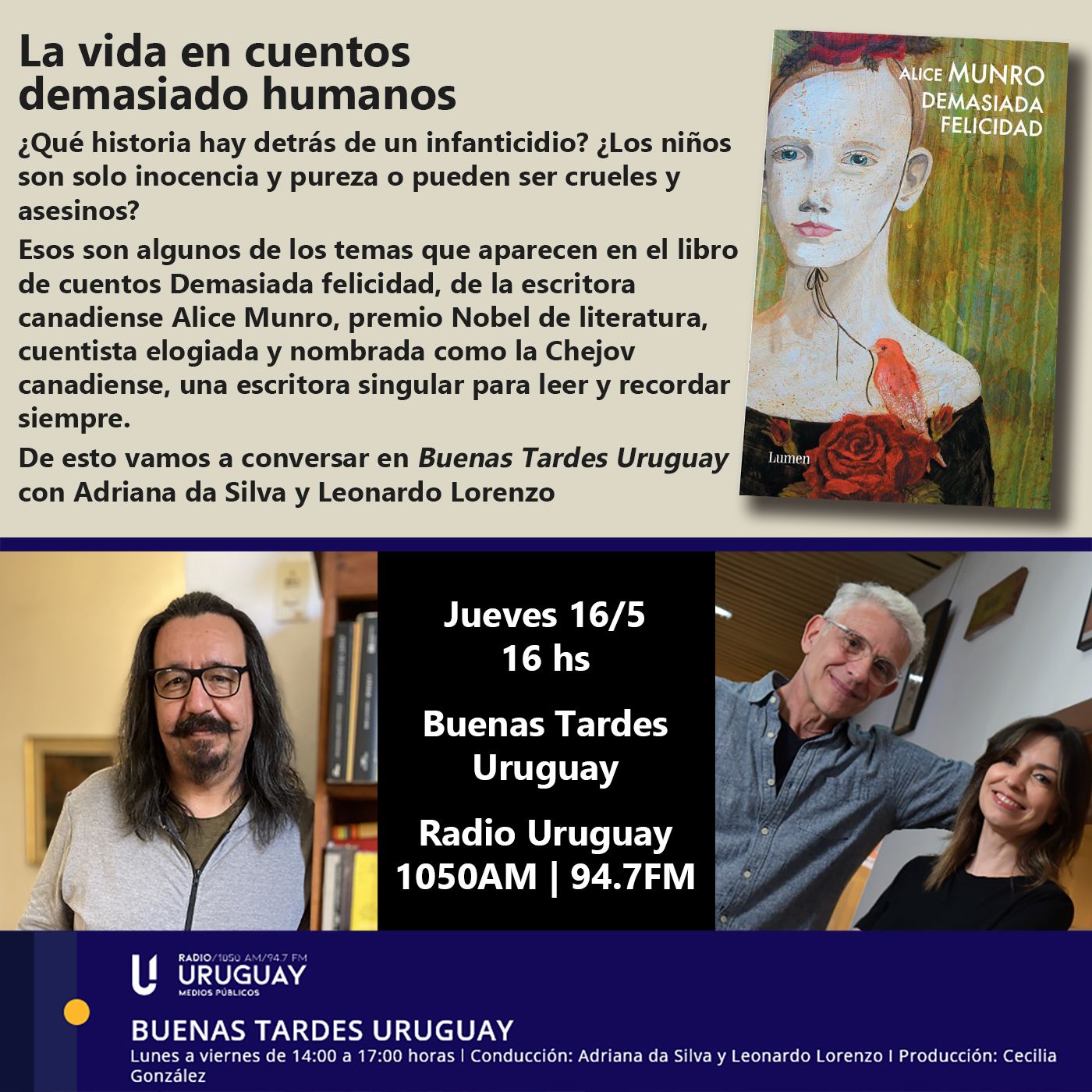 Buenas Tardes Uruguay | Demasiada felicidad | Alice Munro | 16-05-24 episode artwork