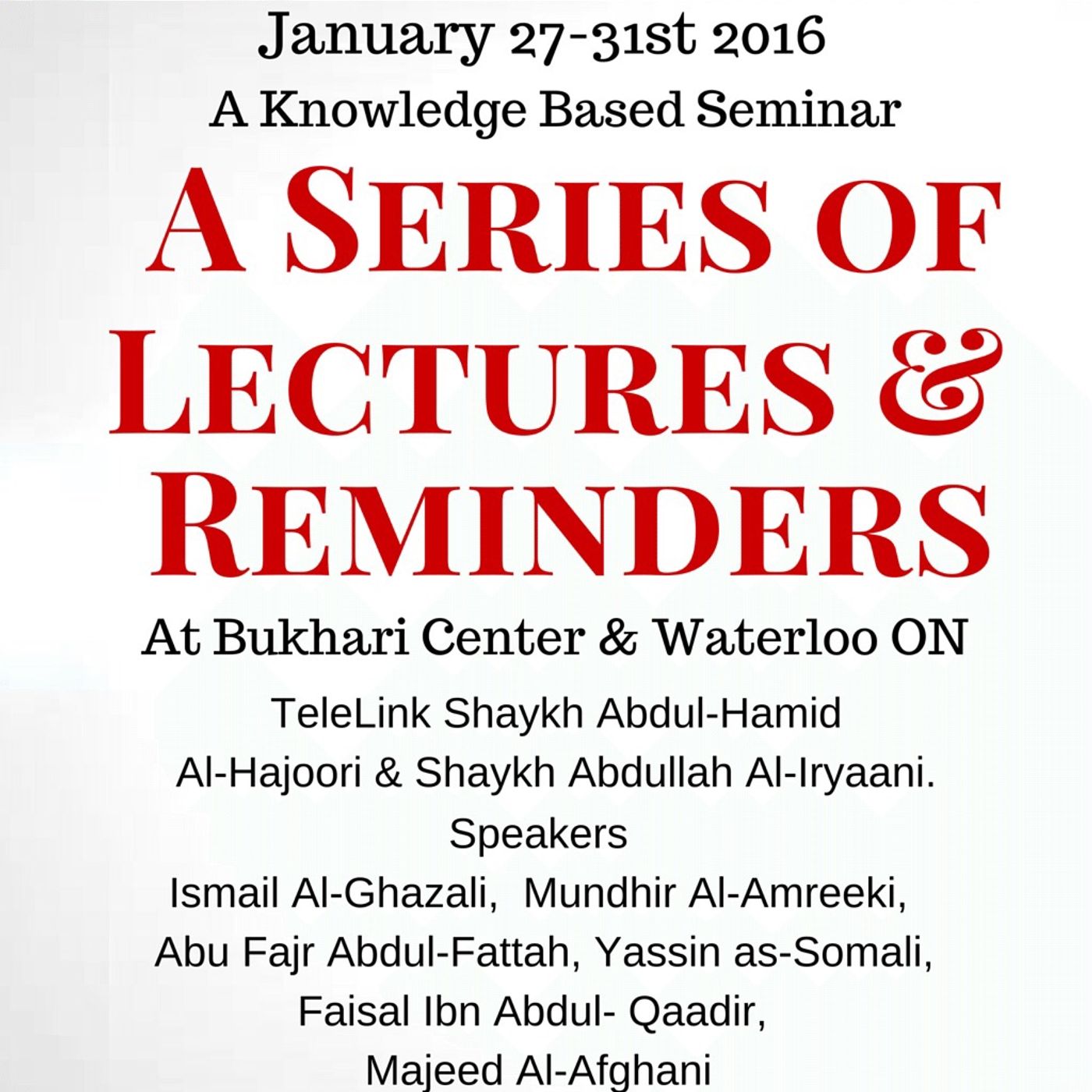 2016 Jan: Path Of Salaf Seminar