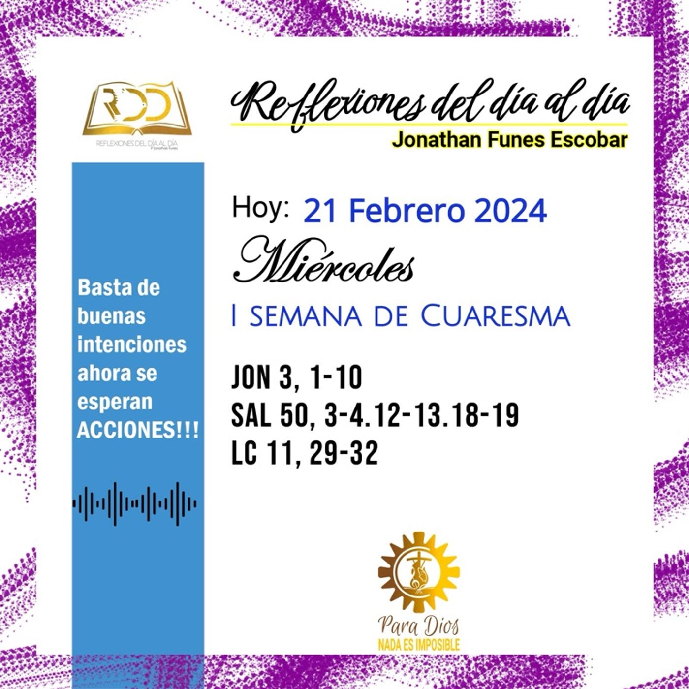 21 Febrero 2024. Basta de buenas intenciones ahora se esperan ACCIONES!!!