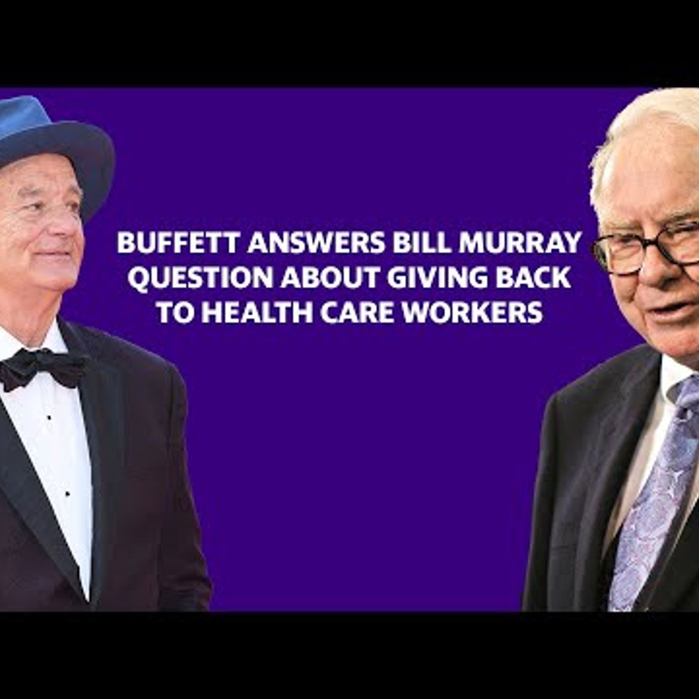 019. Bill Murray asks Warren Buffett a question during Berkshire Shareholders meeting