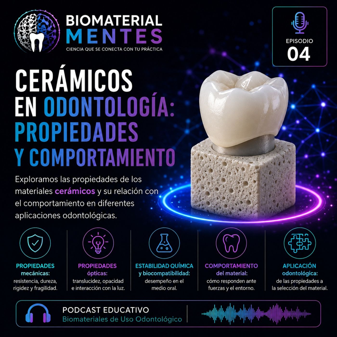 🏺🦷 EP. 04 | Cerámicos en odontología: propiedades y comportamiento ✨🔬 episode artwork