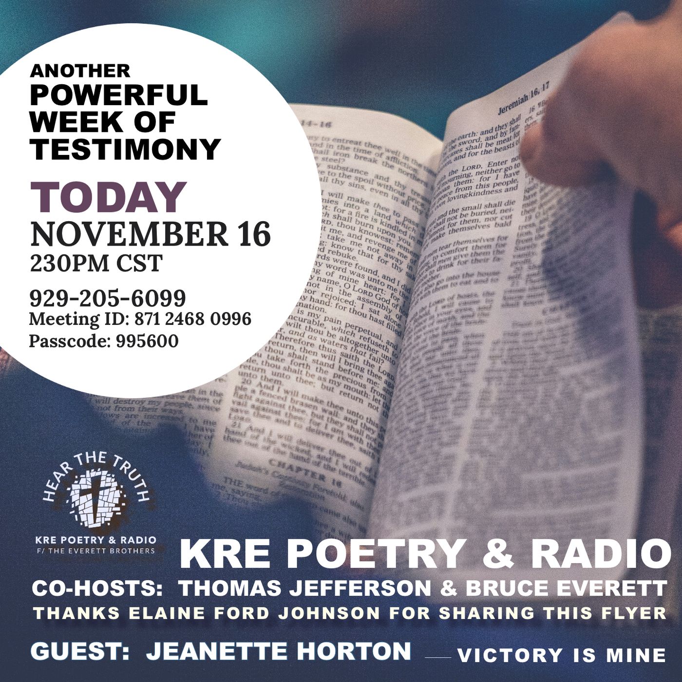 RE: BROADCAST : KRE POETRY AND RADIO - EP 147 - GUEST: JEANETTE HORTON episode artwork