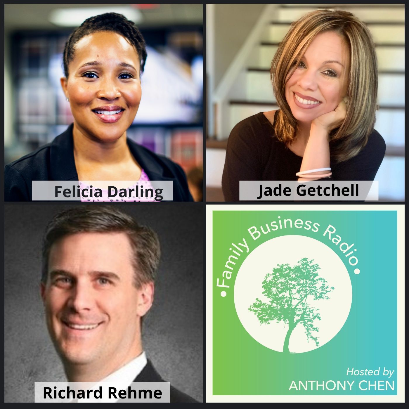 Felicia Darling, DTSpade Specialized Real Estate, Jade Getchell, Enlighten Design & Marketing, and Richard Rehme, Intelligent Office (Family episode artwork