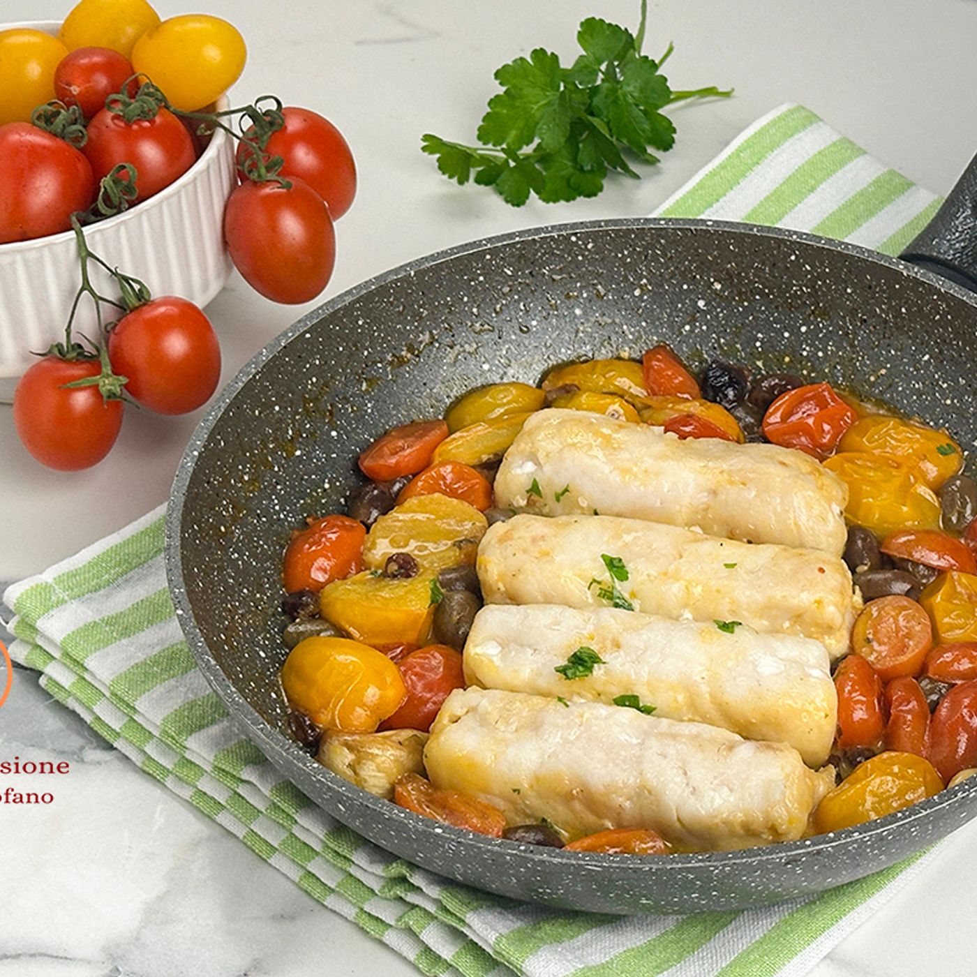 Filetti di merluzzo alla mediterranea veloci in padella episode artwork