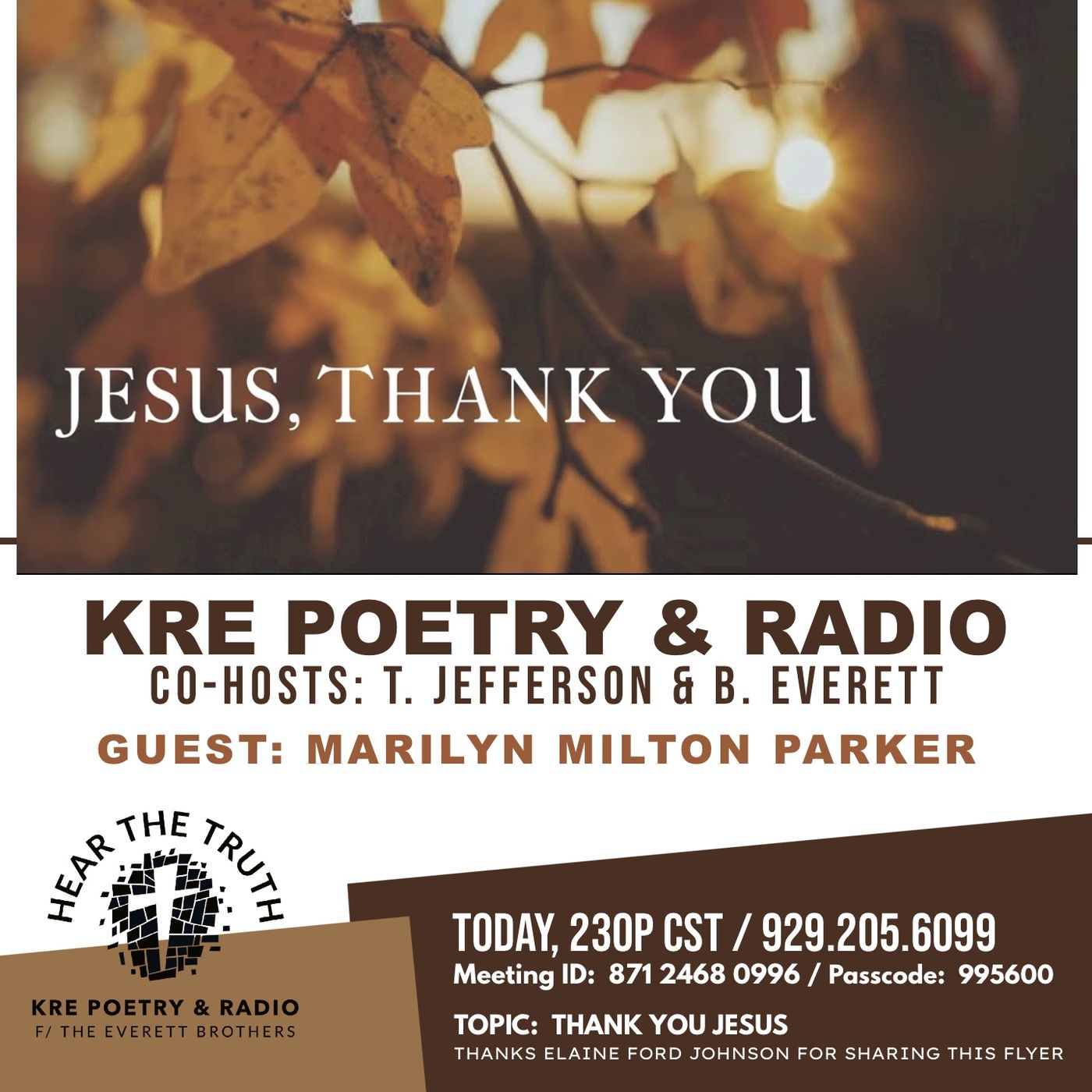 KRE POETRY AND RADIO - EP 139 - GUEST: MARILYN MILTON PARKER
