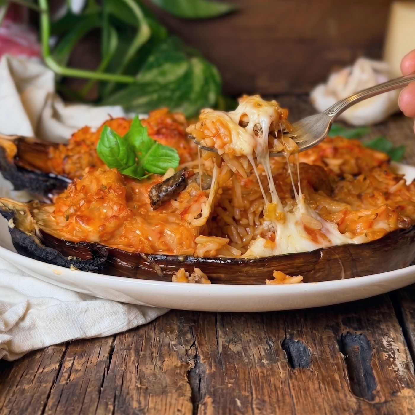 Melanzane ripiene di risoni al forno: la ricetta facile filante e saporita episode artwork