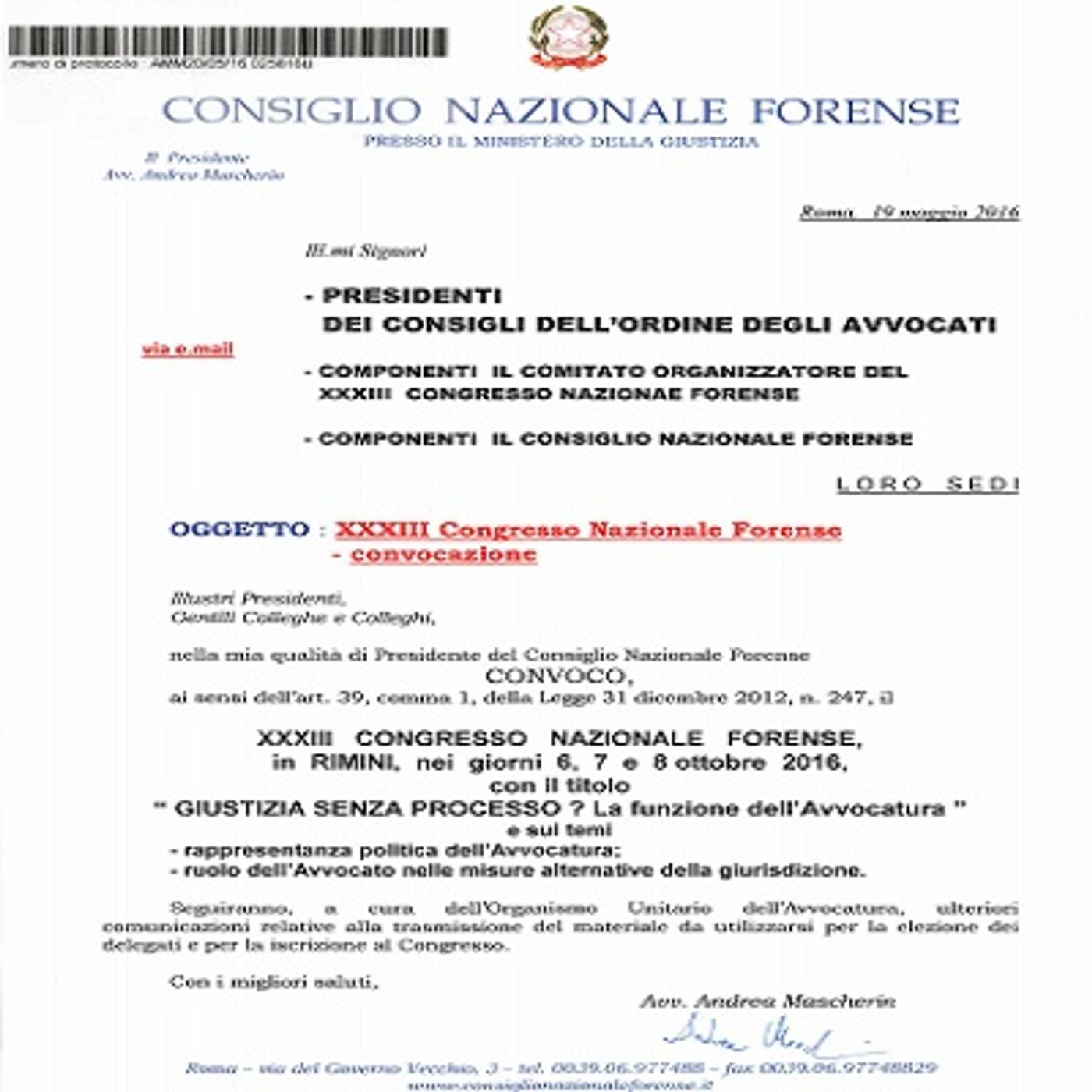 Congresso Nazionale Forense: il REGOLAMENTO DEI LAVORI CONGRESSUALI alla Radio