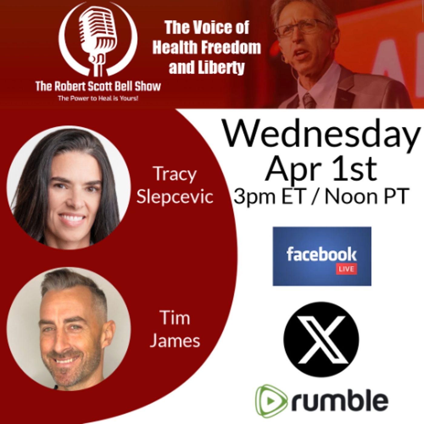 Vaccine Injury Testimony Blocked, Tracy Slepcevic, Autism Health Summit, Tim James, Chemical Free Body - The RSB Show 4-1-26 episode artwork