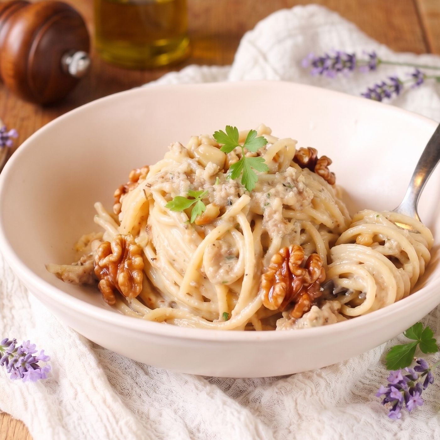 Spaghetti alle noci: la ricetta facile e cremosa con aglio e prezzemolo episode artwork