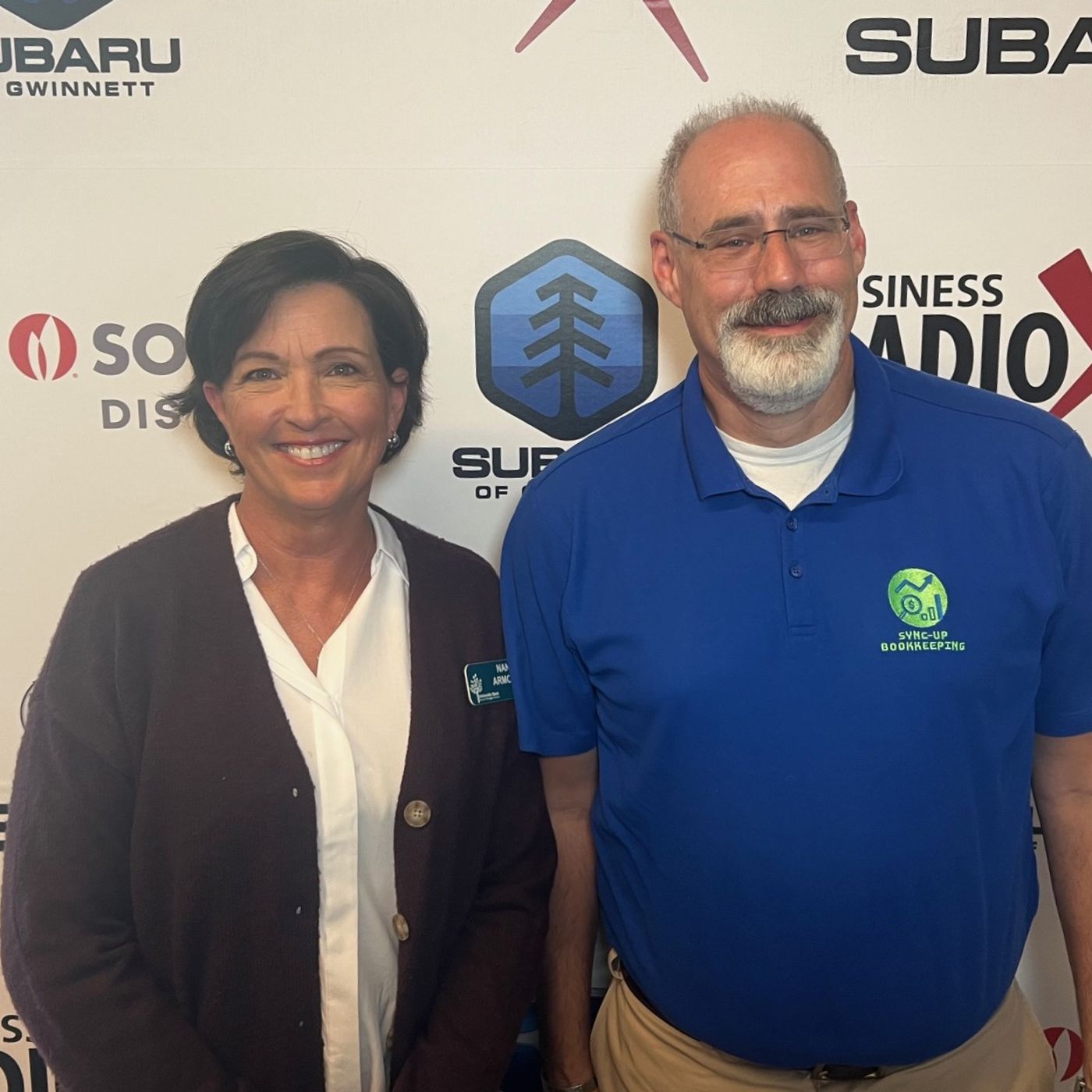 Ron Nocera with Sync-Up Bookkeeping and Nancy Armour with University Bank