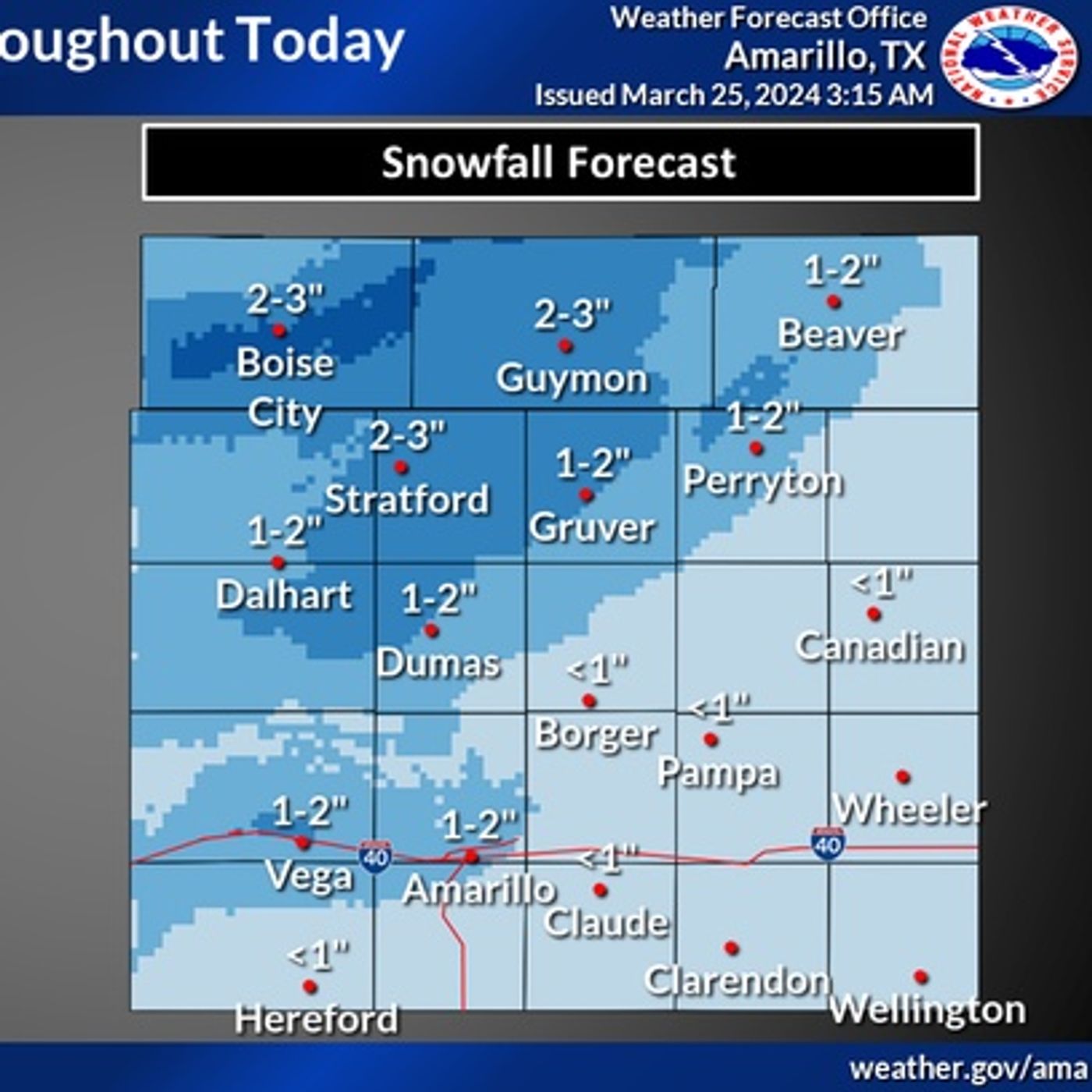 Winter storm warnings issued for the Texas panhandle Monday March 25th 2024