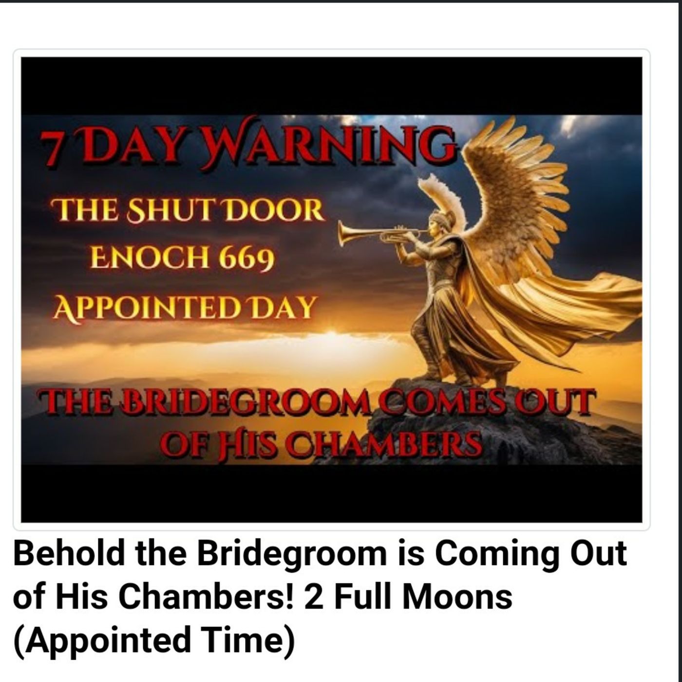 Behold the Bridegroom is Coming Out of His Chambers! 2 Full Moons (Appointed Time) episode artwork
