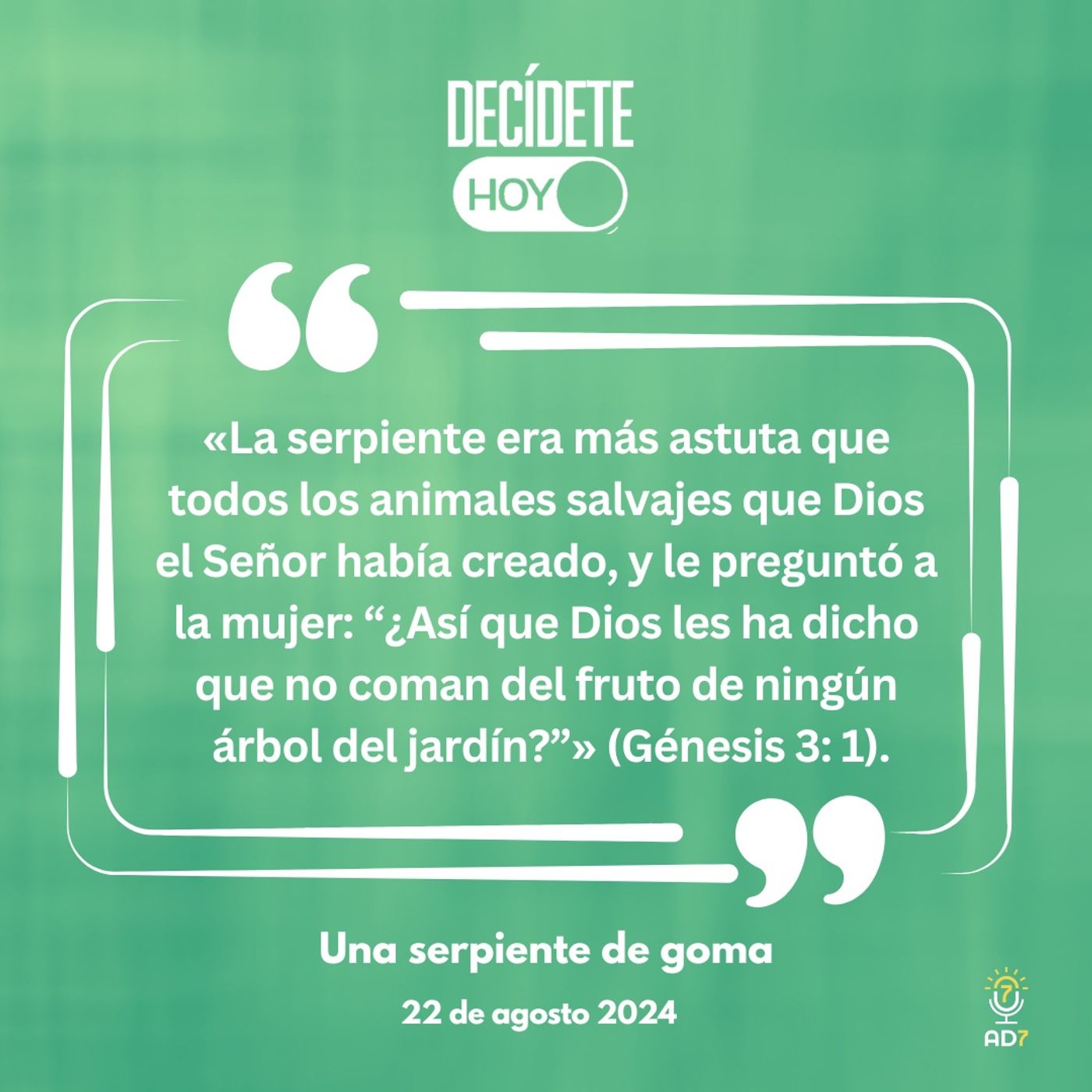 Una serpiente de goma | Devocional de Jóvenes | 22 de agosto 2024