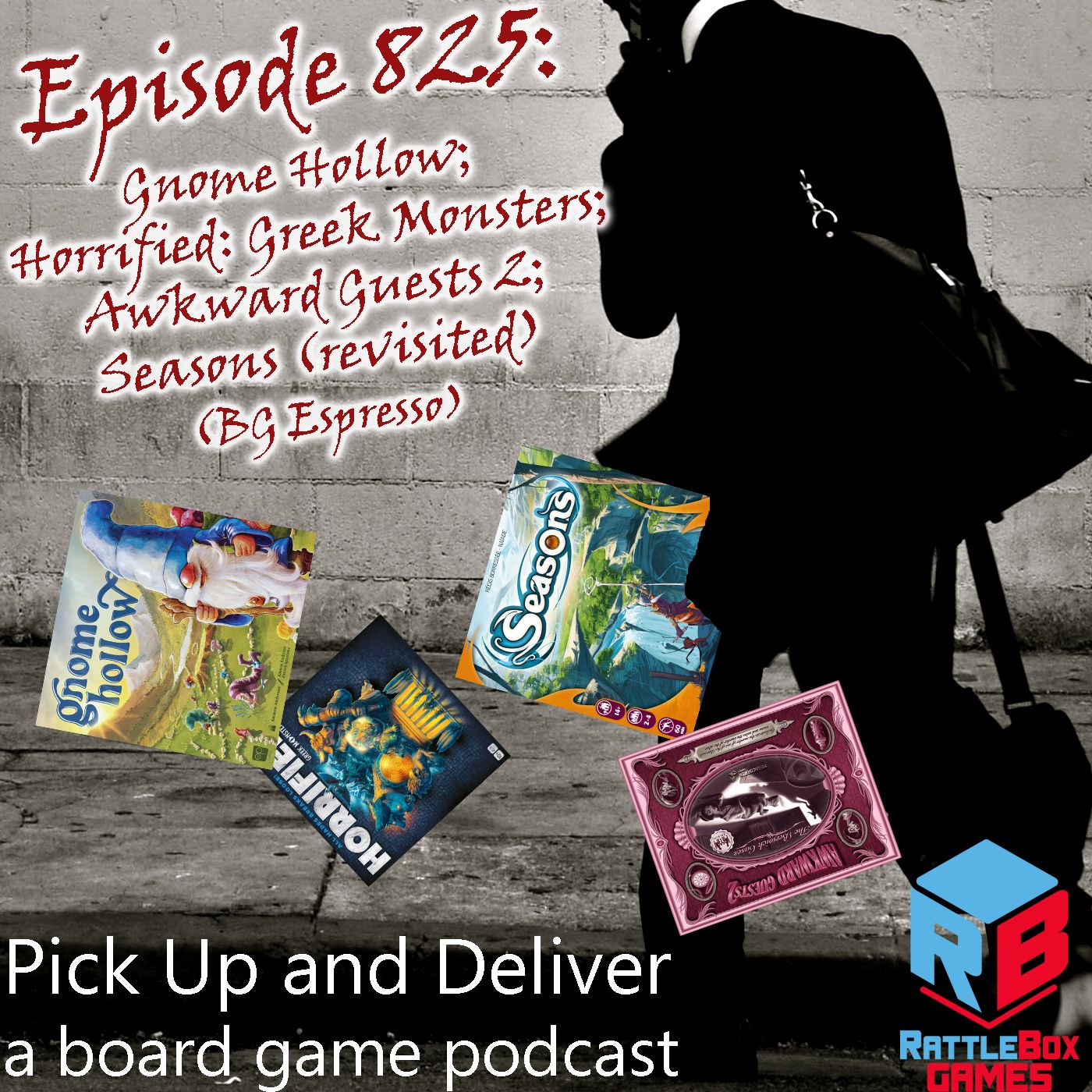 Gnome Hollow; Horrified: Greek Monsters; Awkward Guests 2; Seasons (revisited) episode artwork
