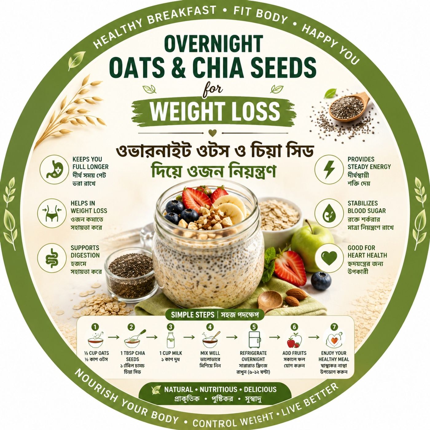 EP-280|🌱 Overnight Oats & Chia Seeds for Weight Loss 🌱ওভারনাইট ওটস ও চিয়া সিড দিয়ে ওজন নিয়ন্ত্রণ 🌱|wellness podcast episode artwork