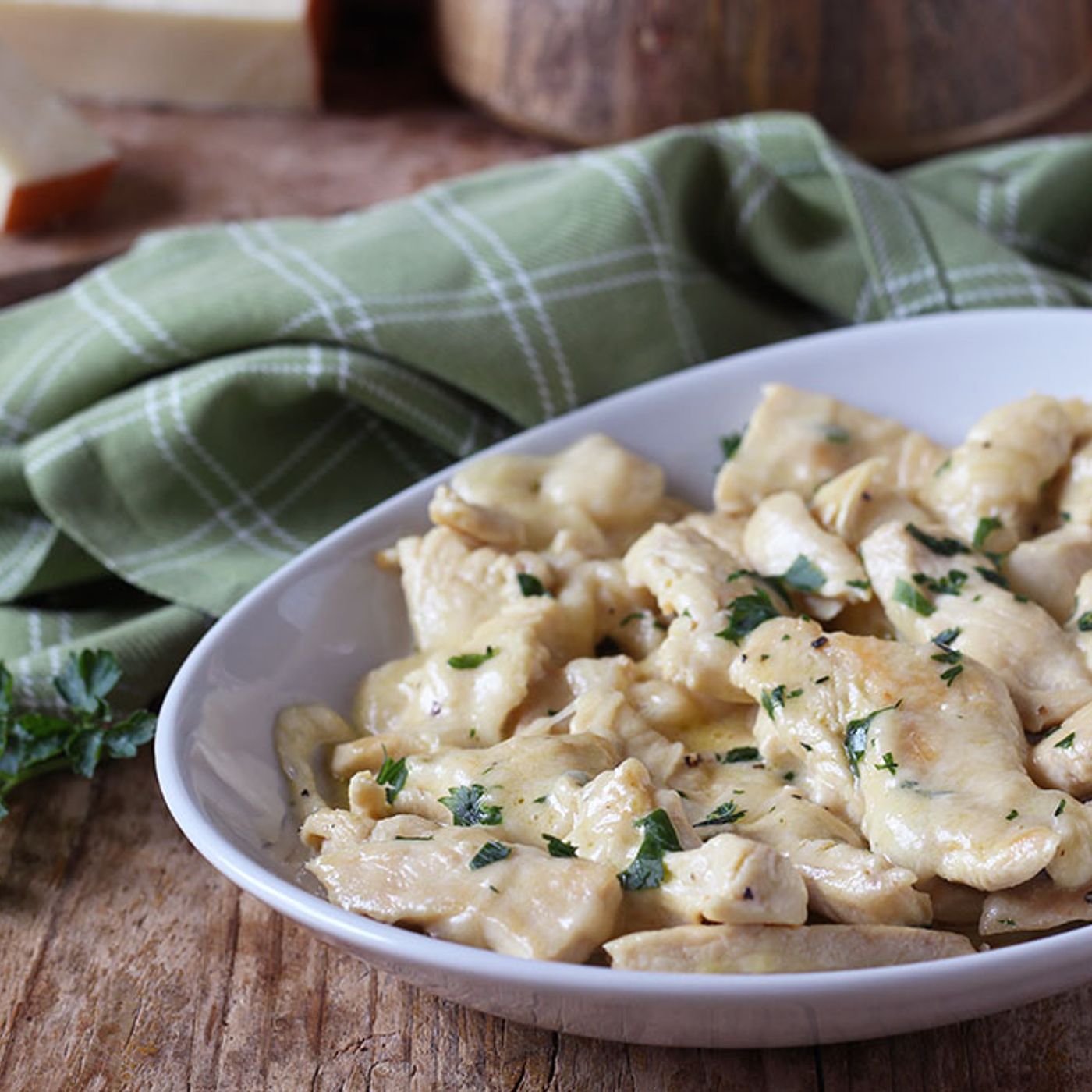 Pollo filante alla fontina