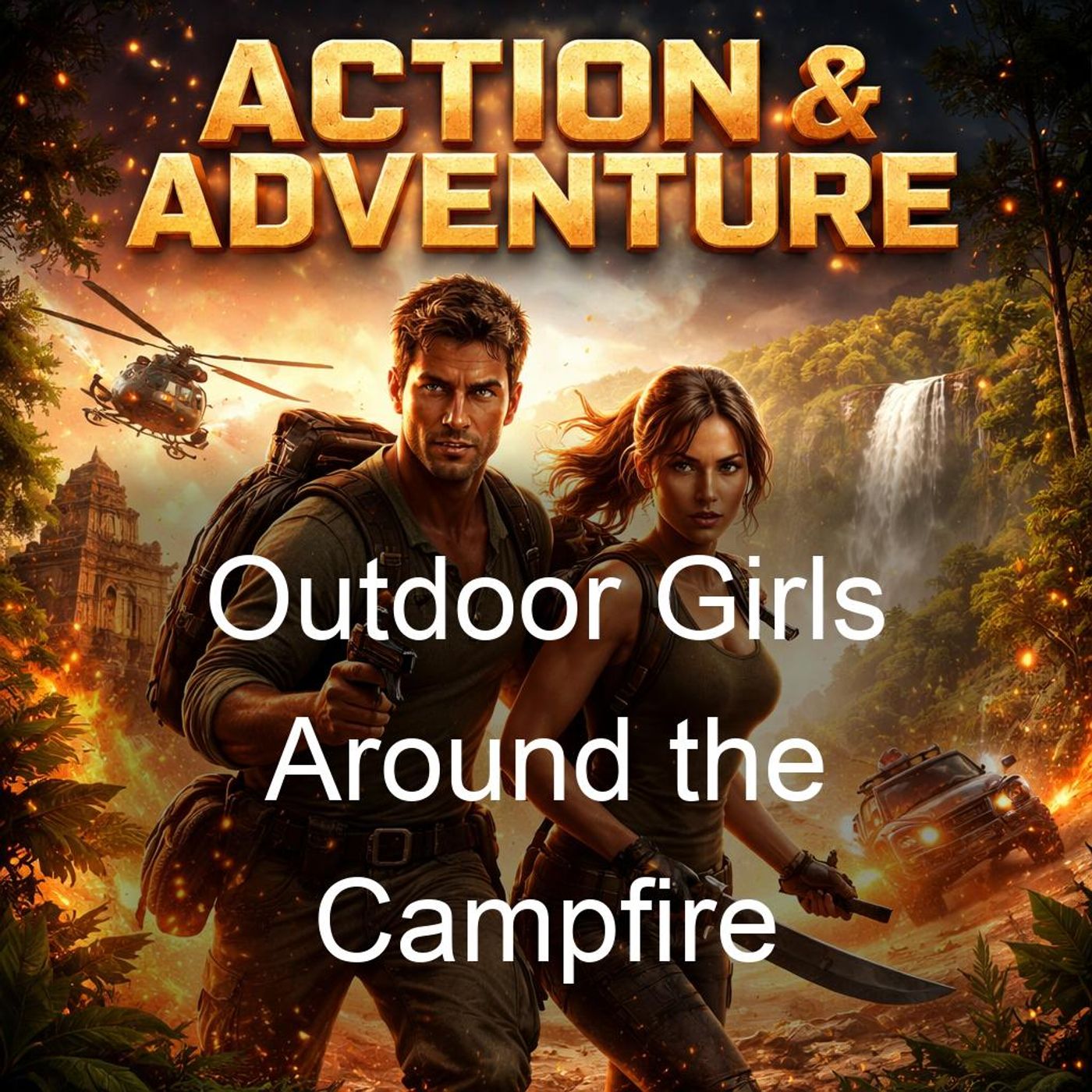 Outdoor Girls Around the Campfire