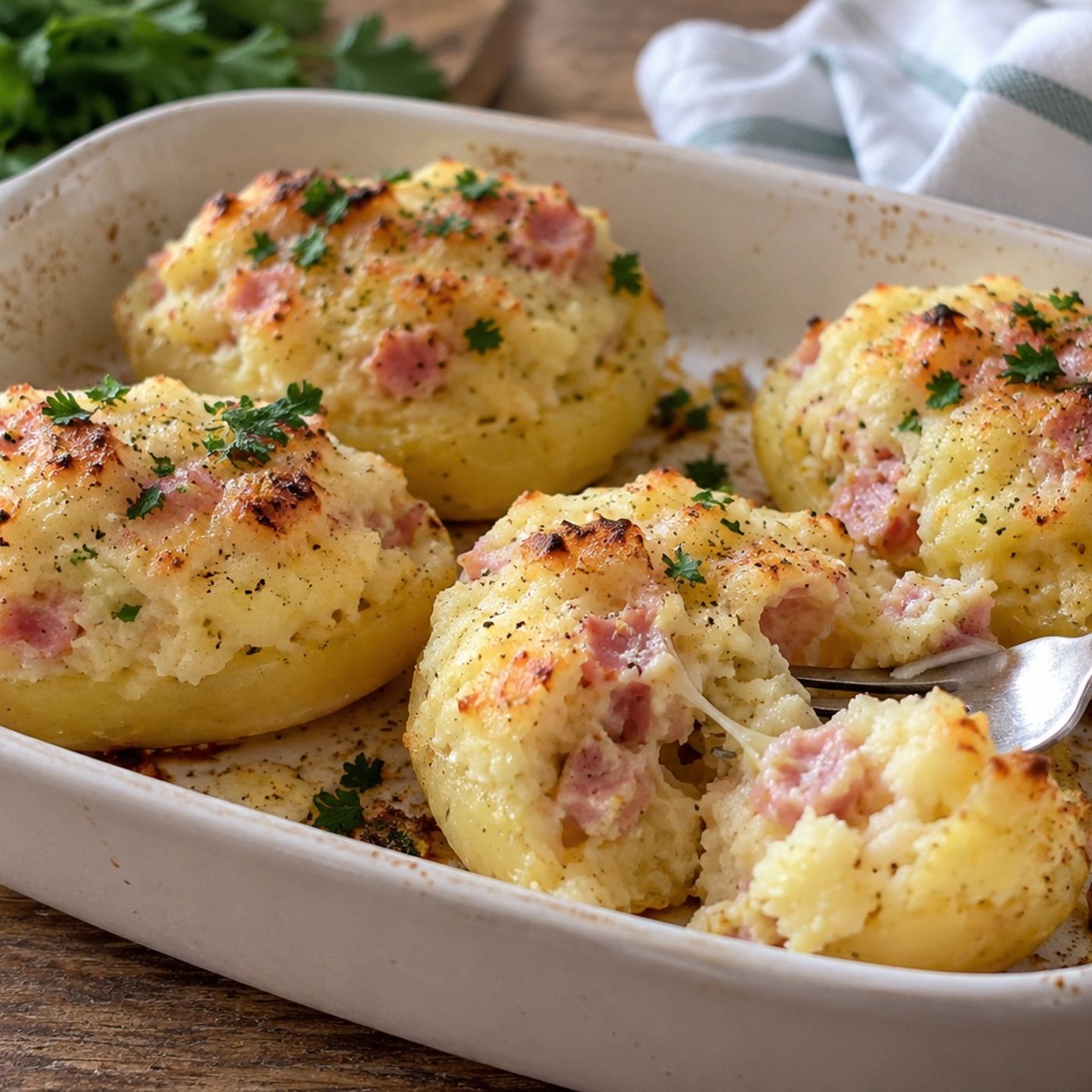 Patate ripiene di prosciutto e formaggio: filanti e gratinate al forno episode artwork