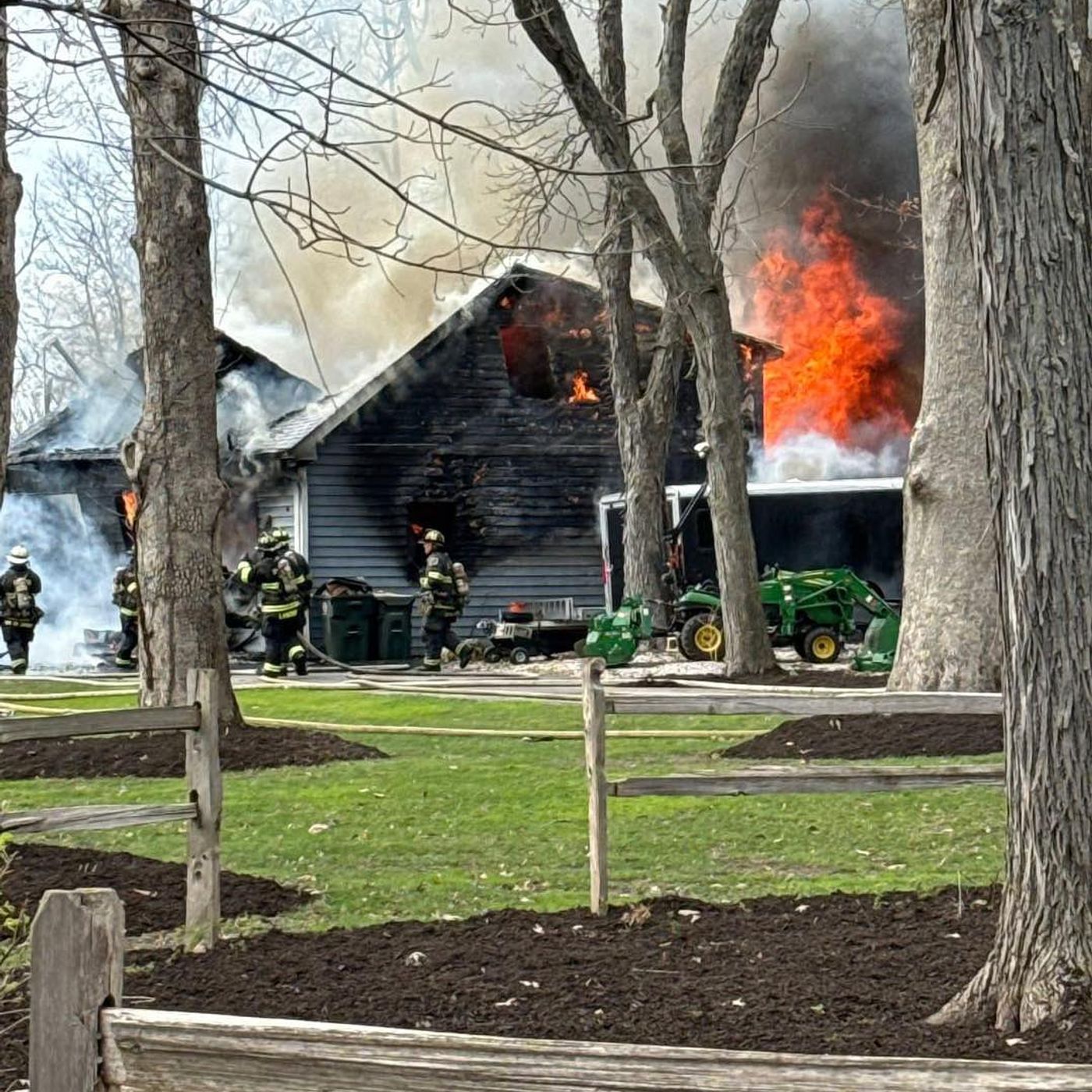 Fire destroys Oswego Township garage Sunday afternoon