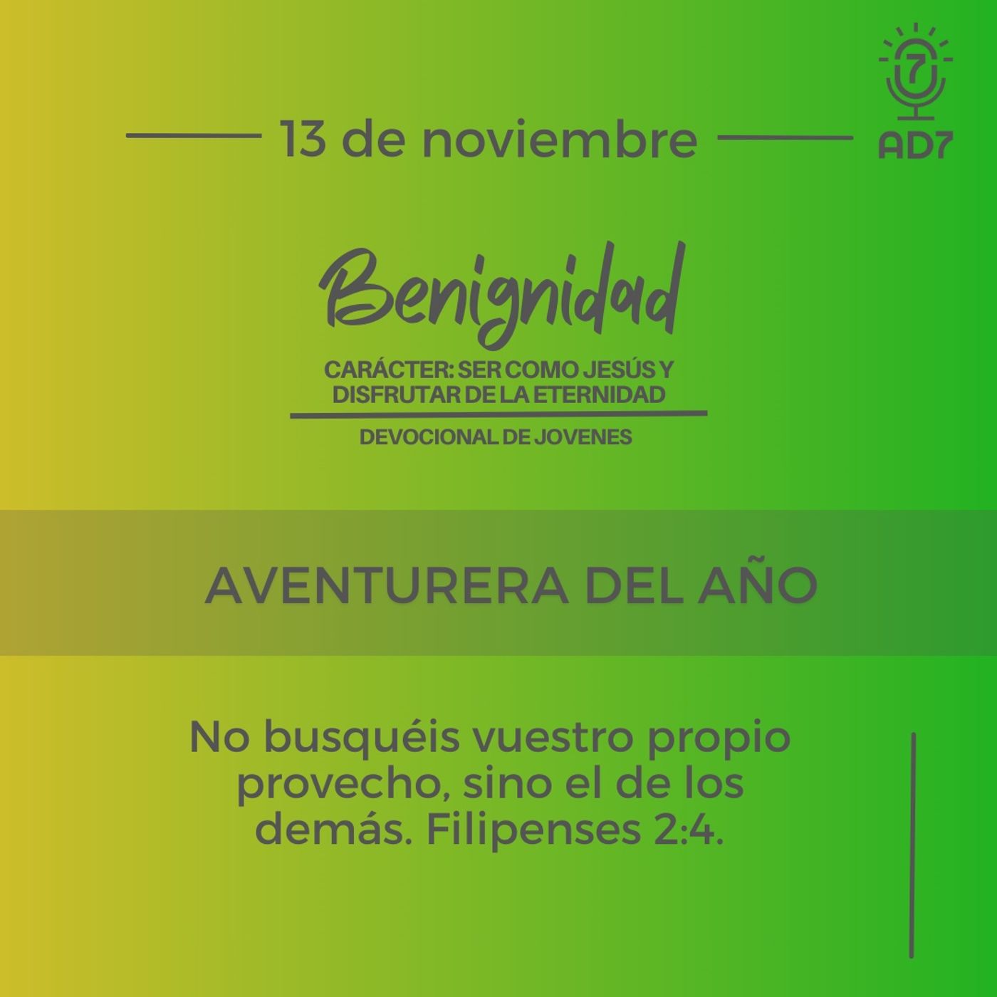 Aventurera del año | Devocional de Jóvenes | 13 de noviembre 2023