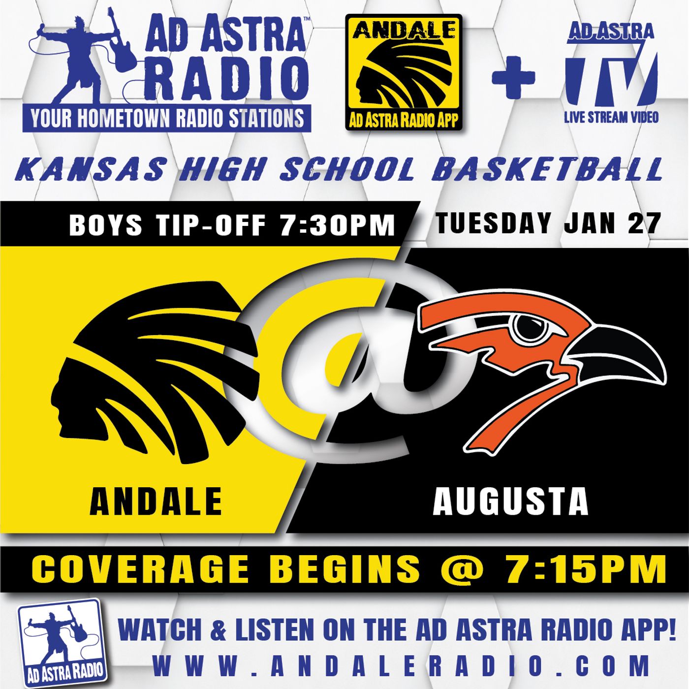 Andale Indians at Augusta Orioles Boys High School Basketball (January 27, 2026) episode artwork