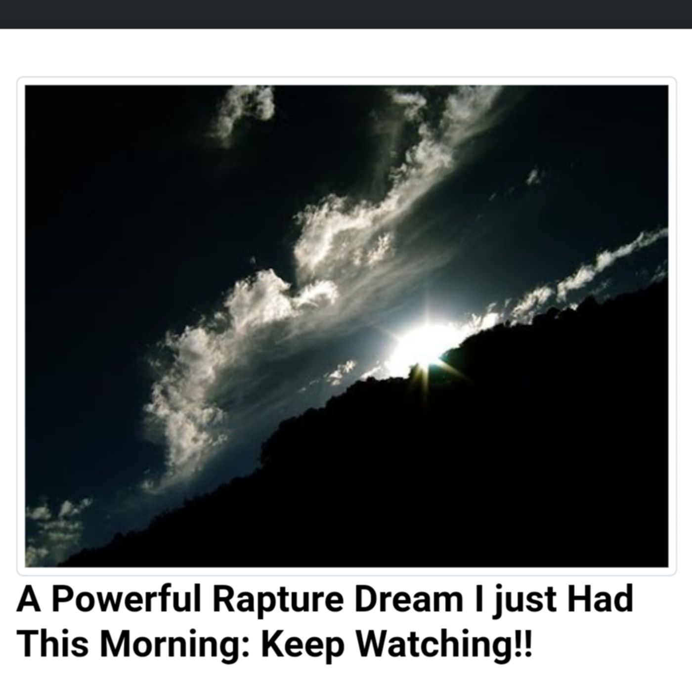 A Powerful Rapture Dream I just Had This Morning: Keep Watching!! episode artwork