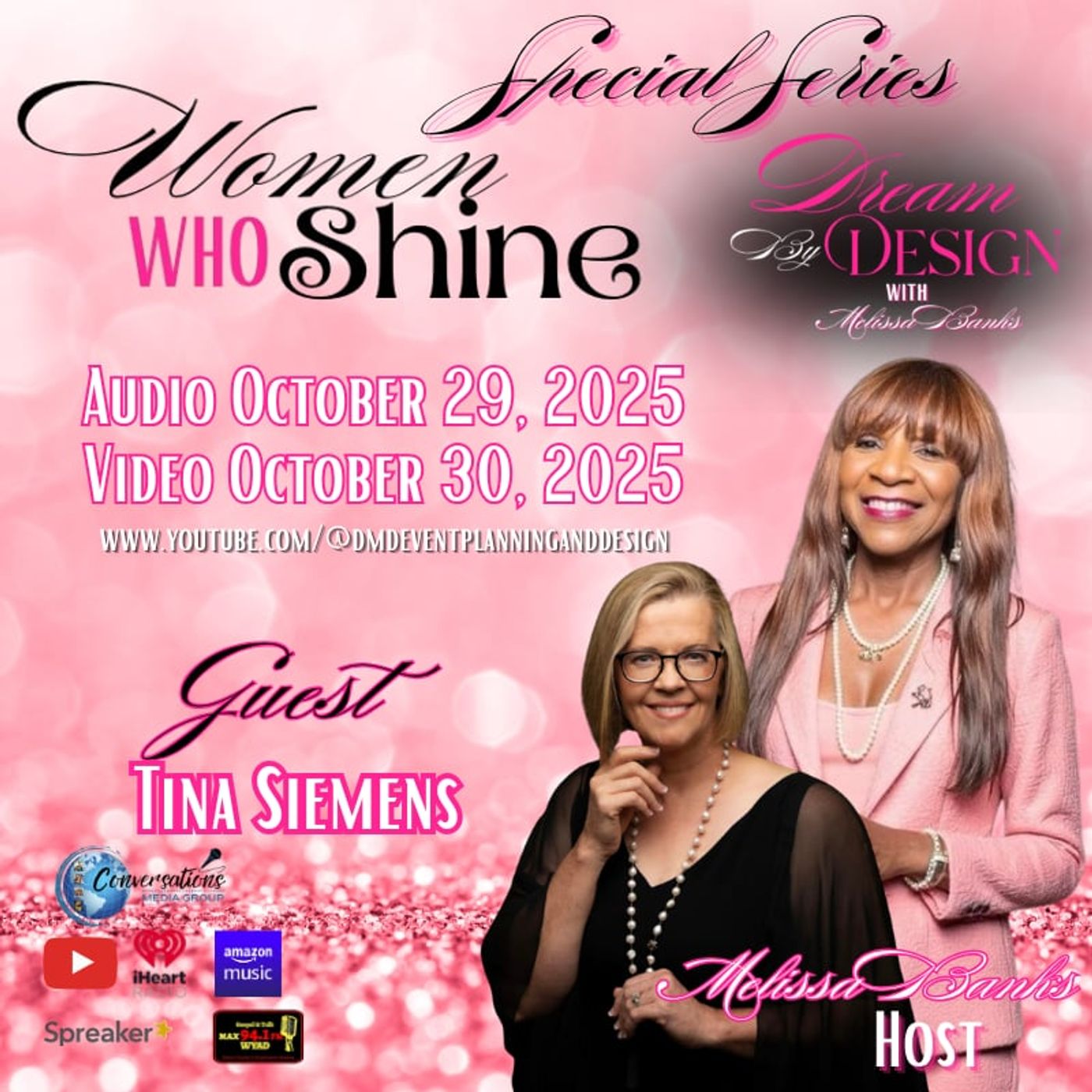 Melissa Banks' Women who Shine Series welcomes guest Tina Siemens ~ #womenempowerment #womenwhoshine episode artwork