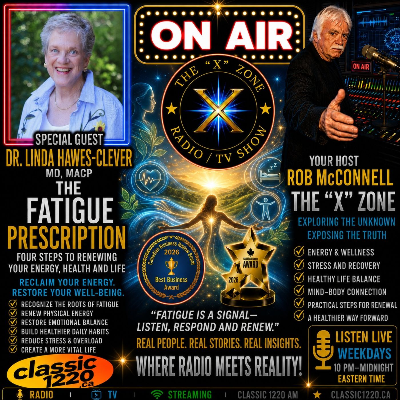 Rob McConnell Interviews - DR. LINDA HAWES-CLEVER, MD, MACP - The Fatigue Prescription, Four Steps to Renewing Your Energy, Health and Life episode artwork