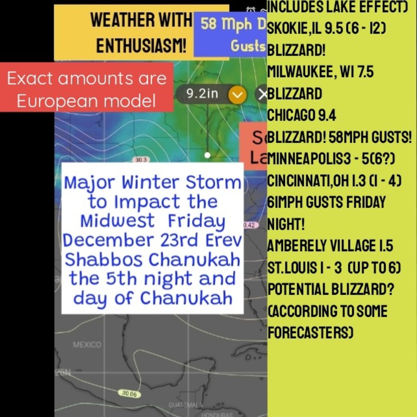12-18-22- Forecast covers Erev Shabbos Chanukah. Holiday weekend. Blizzard Friday December 23rd. episode artwork