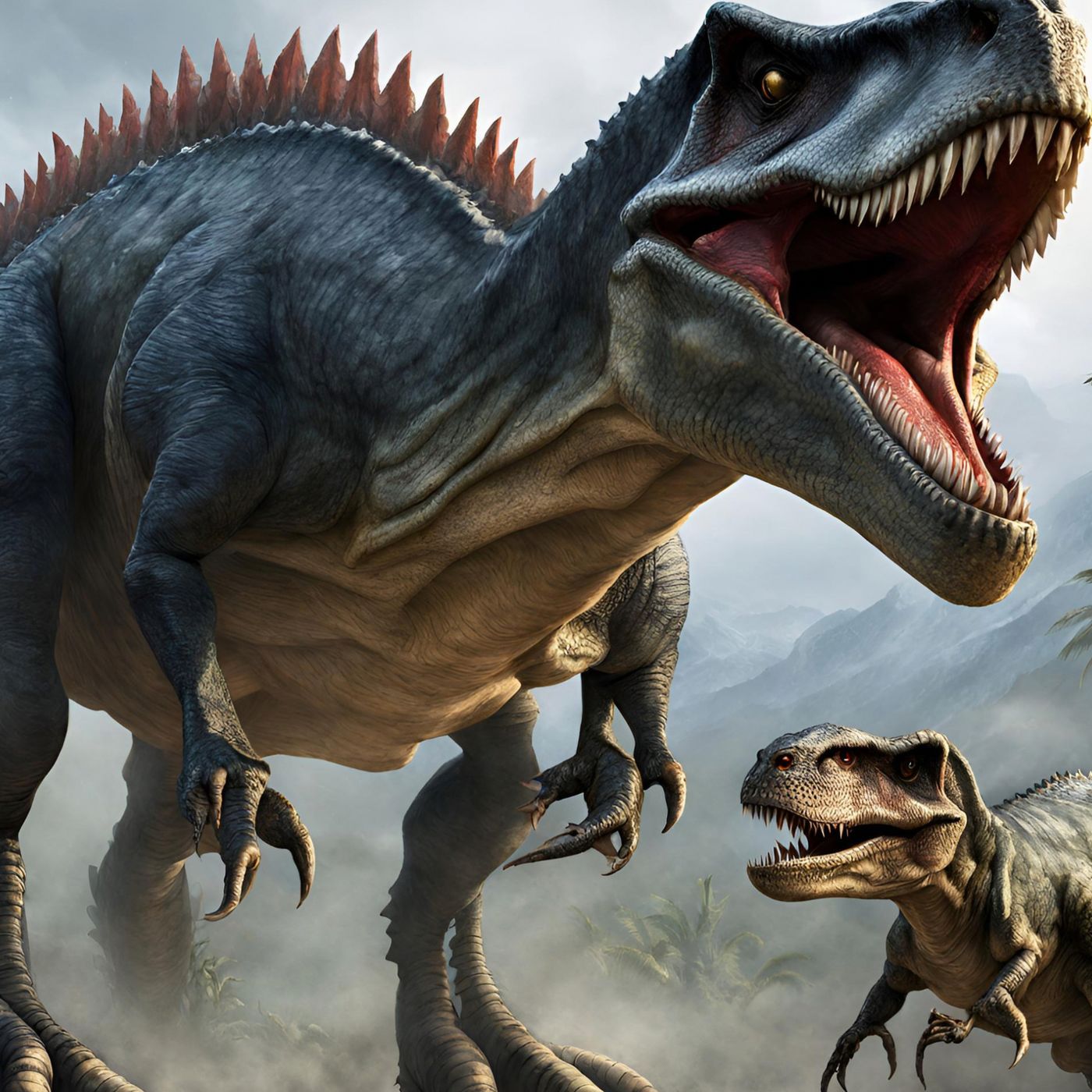 el tirano rex catalan y un espinosaurio gallego viviendo aventuras en africa