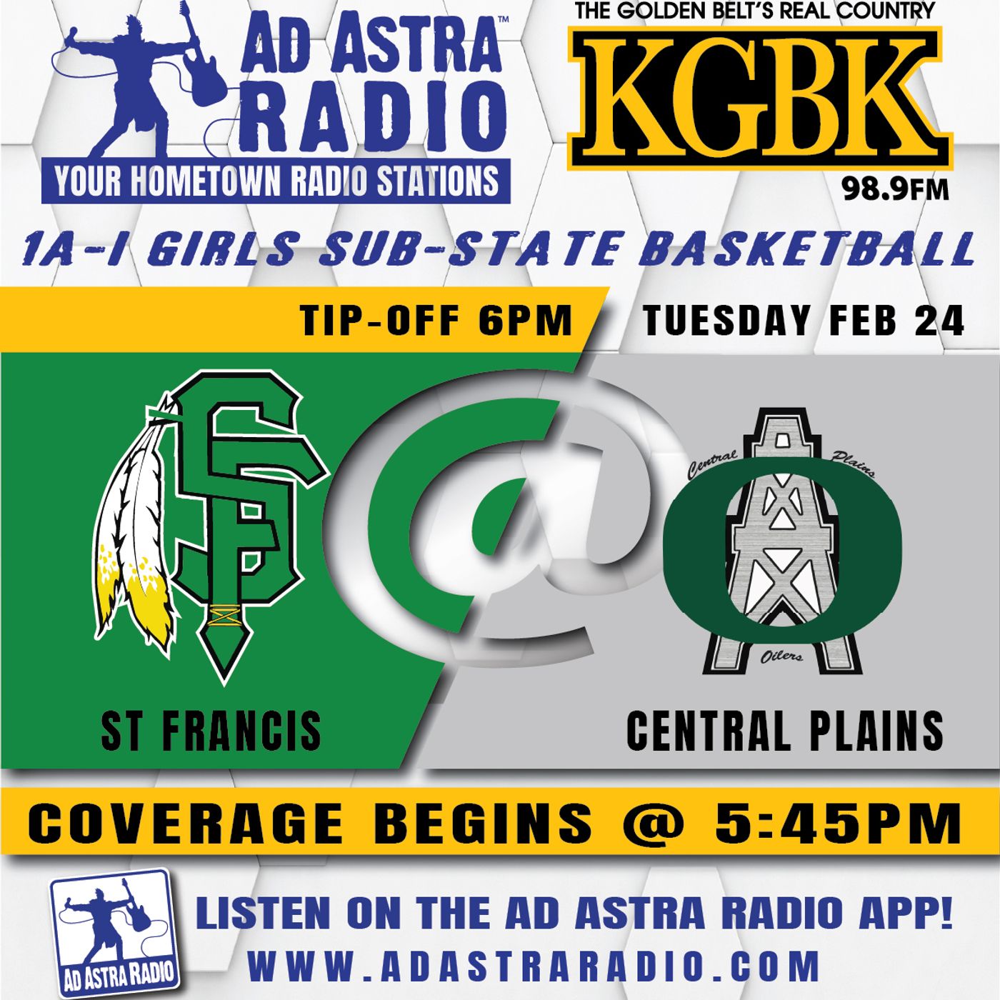 St Francis Lady Indians at Central Plains Lady Oilers High School Basketball (1A-I Substate Quarterfinal-February 24, 2026) episode artwork