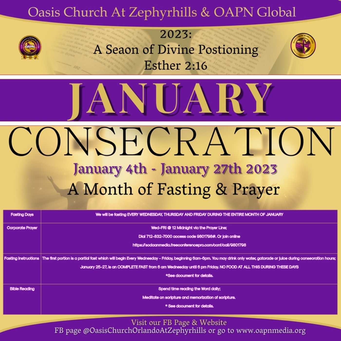 Fasting and Prayer Instructions 2023